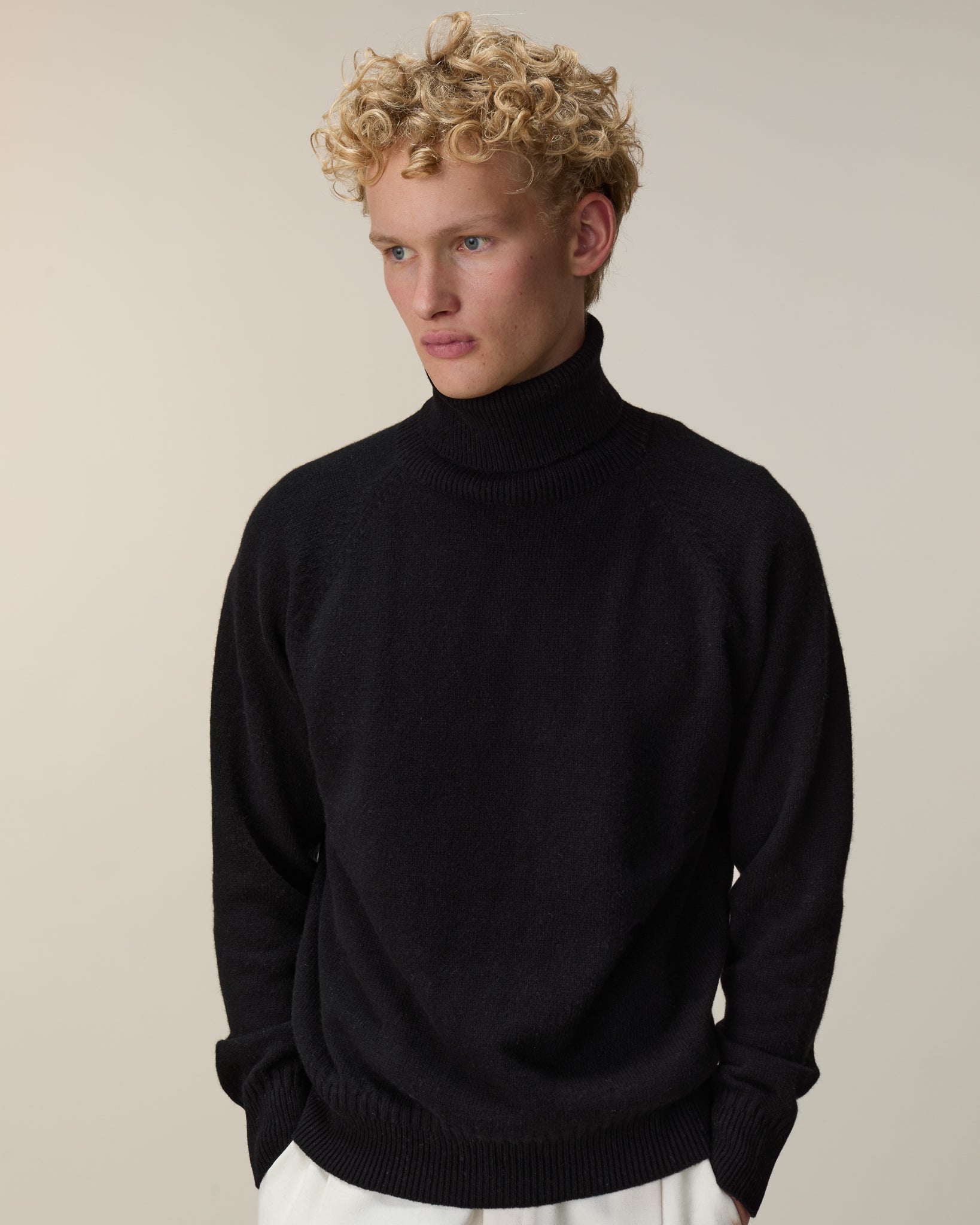 Col roulé en cachemire Noir Homme