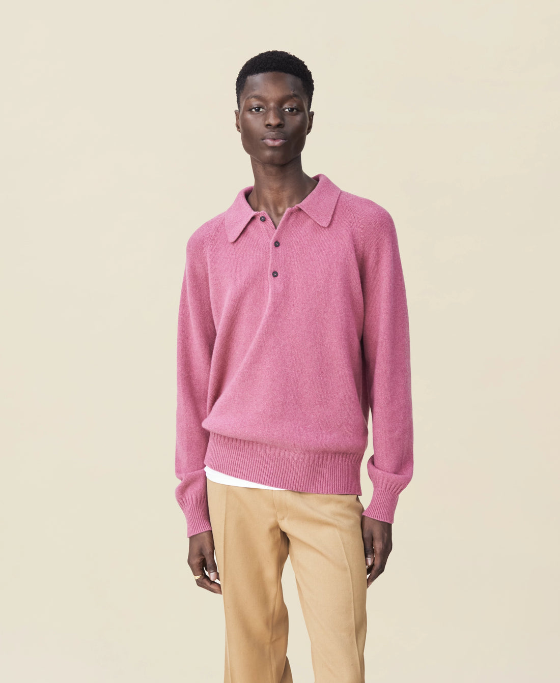 Men's Indian Pink cashmere polo
