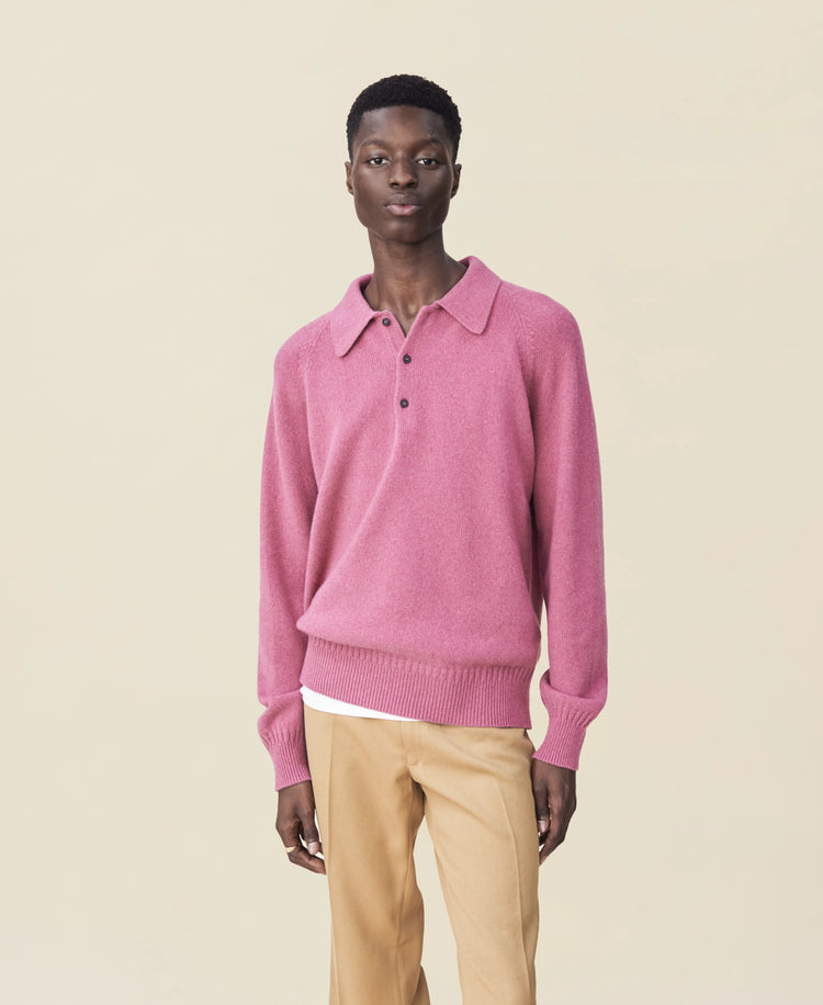 Pink polo top dress shirt
