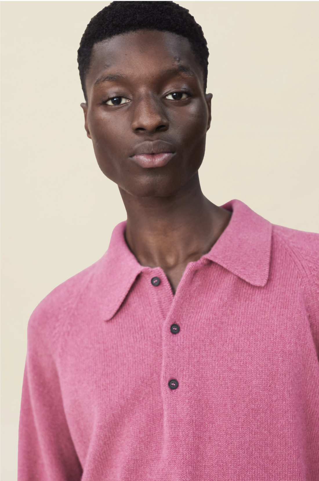 Men's Indian Pink cashmere polo