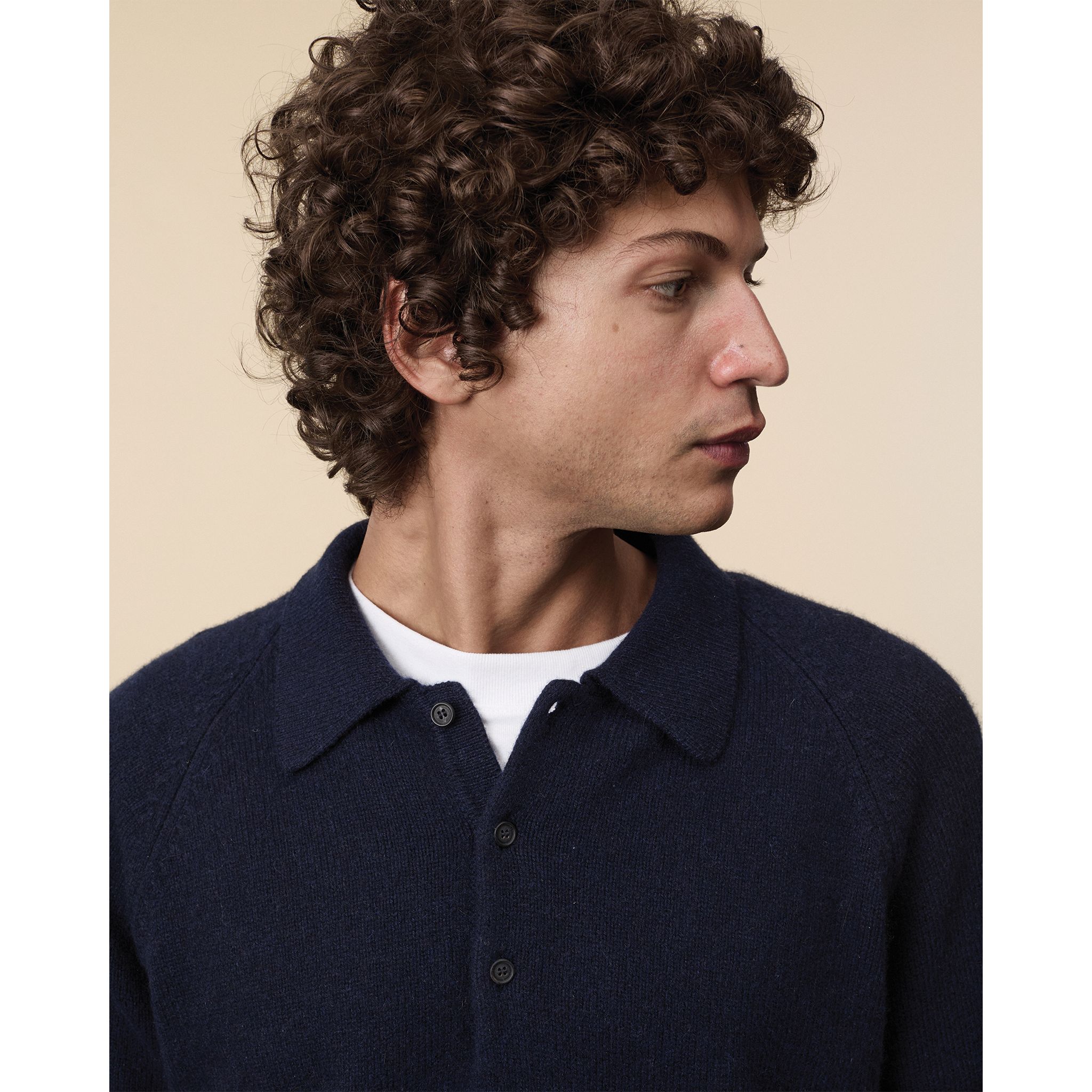 Polo en cachemire Marine foncé Homme
