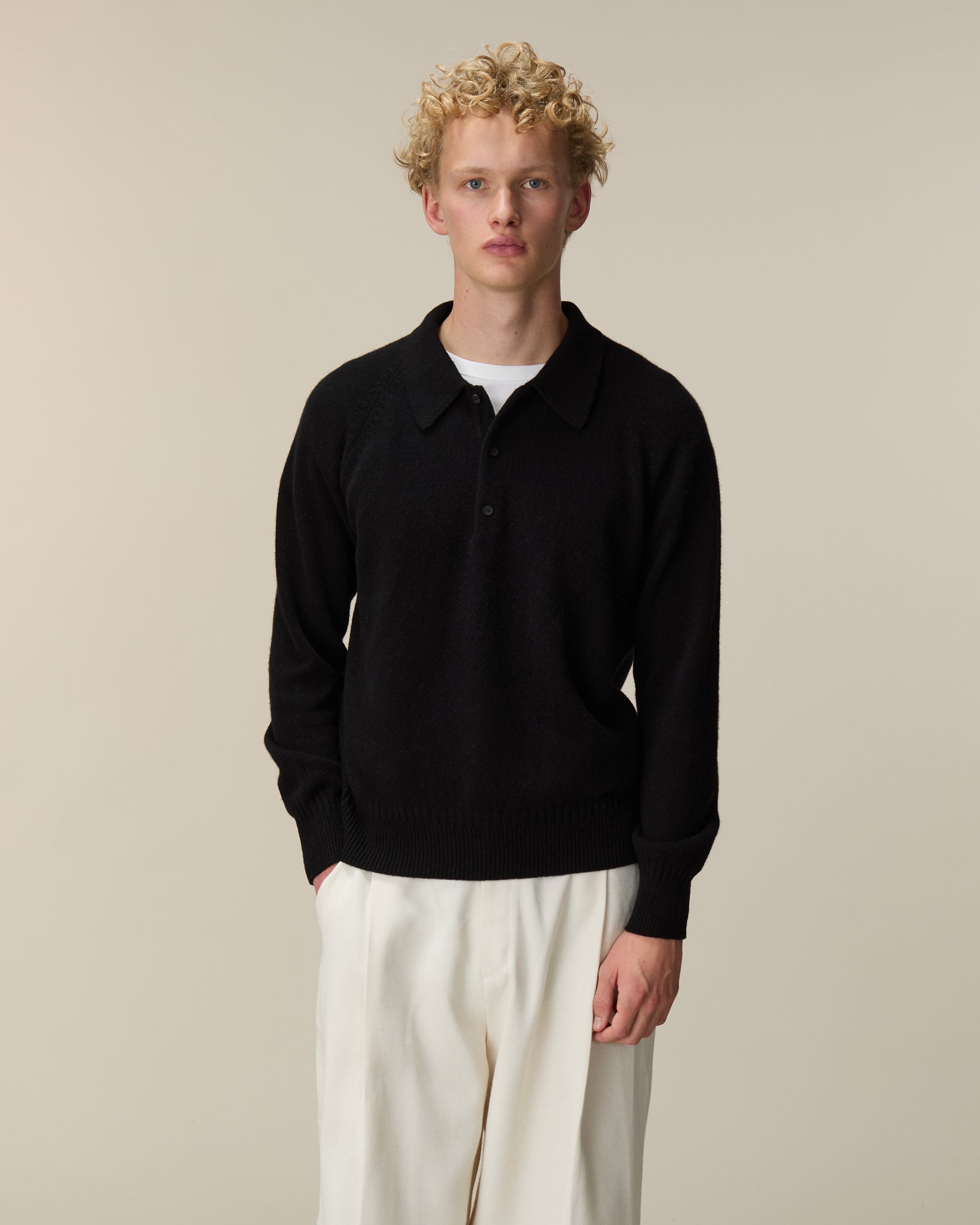 Polo en cachemire Noir Homme