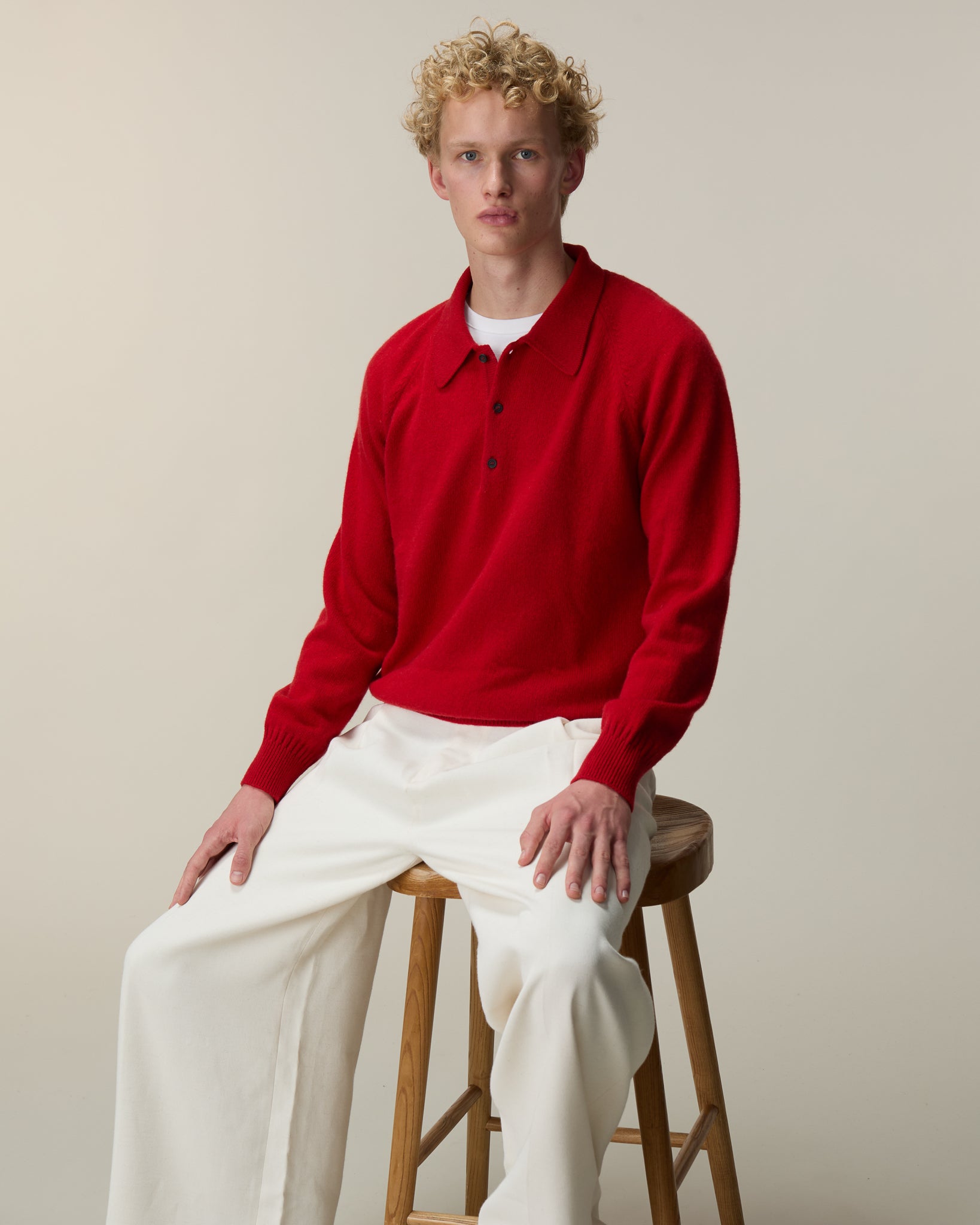 Polo en cachemire Rouge Homme