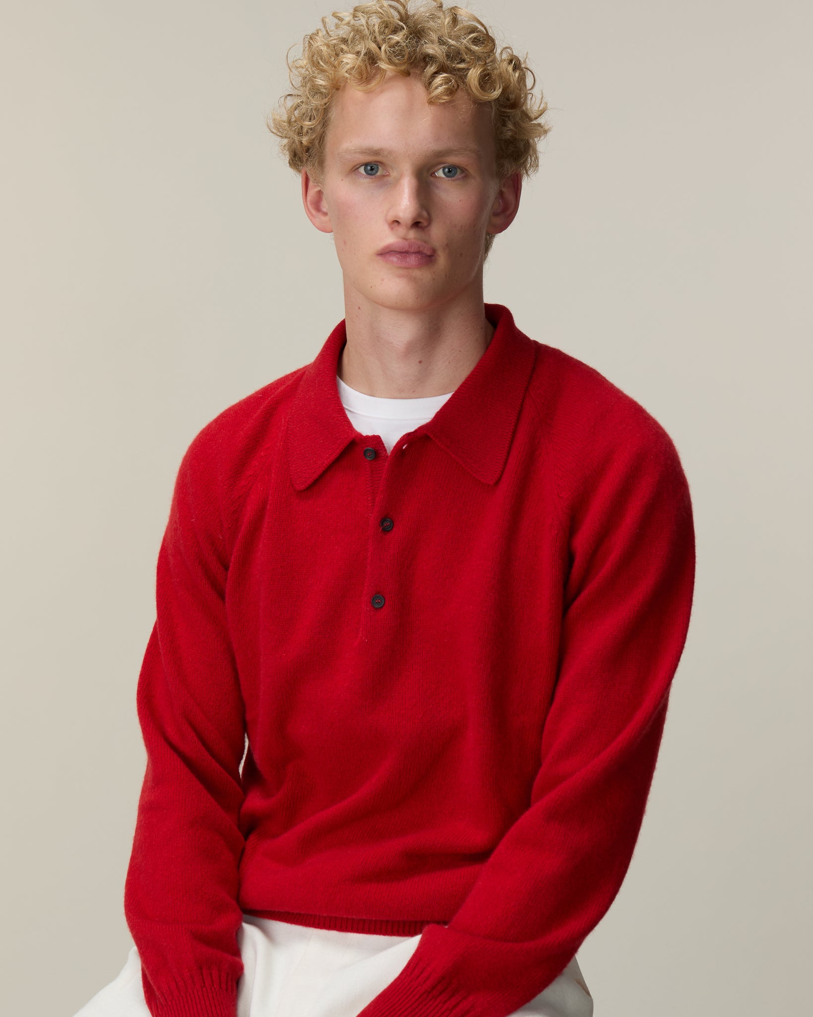 Polo en cachemire Rouge Homme