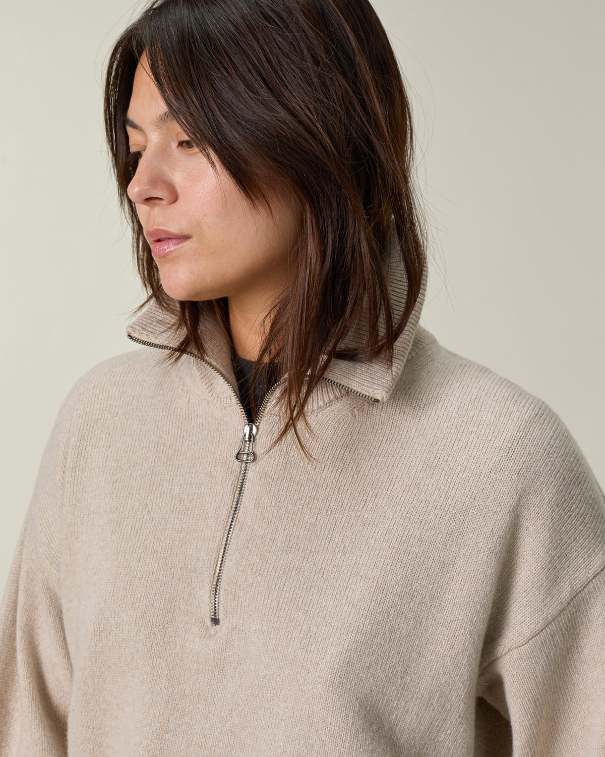 Oversized Zip Sweater Sand Women