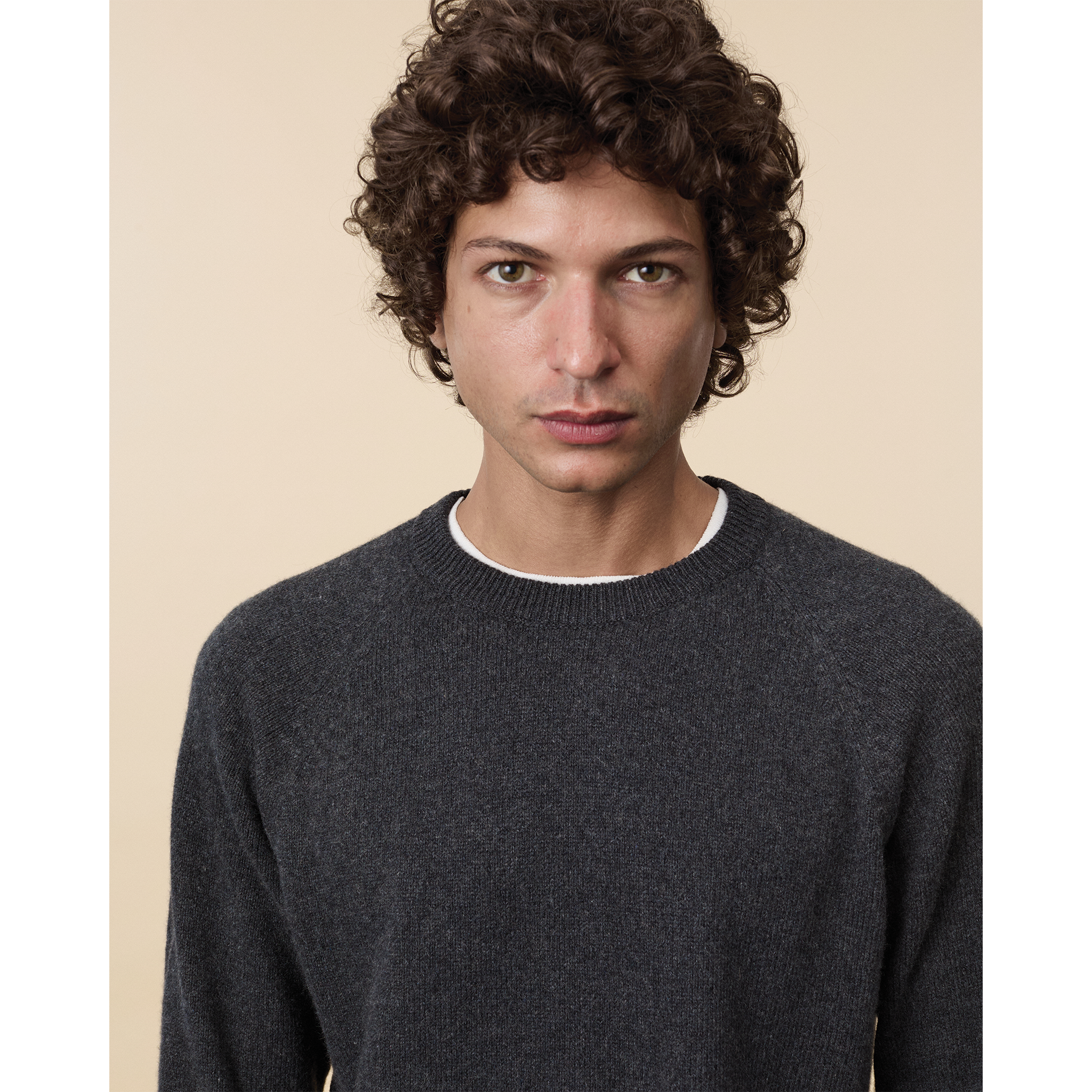 Pull col rond en cachemire Gris foncé Homme