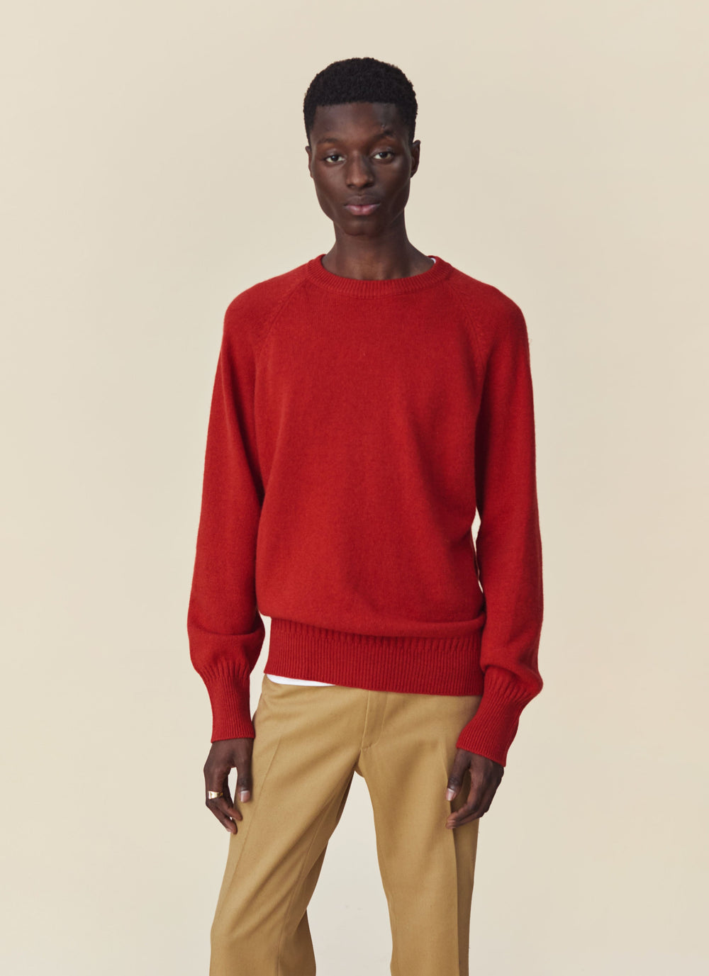 Pull col rond en cachemire Rouge Homme