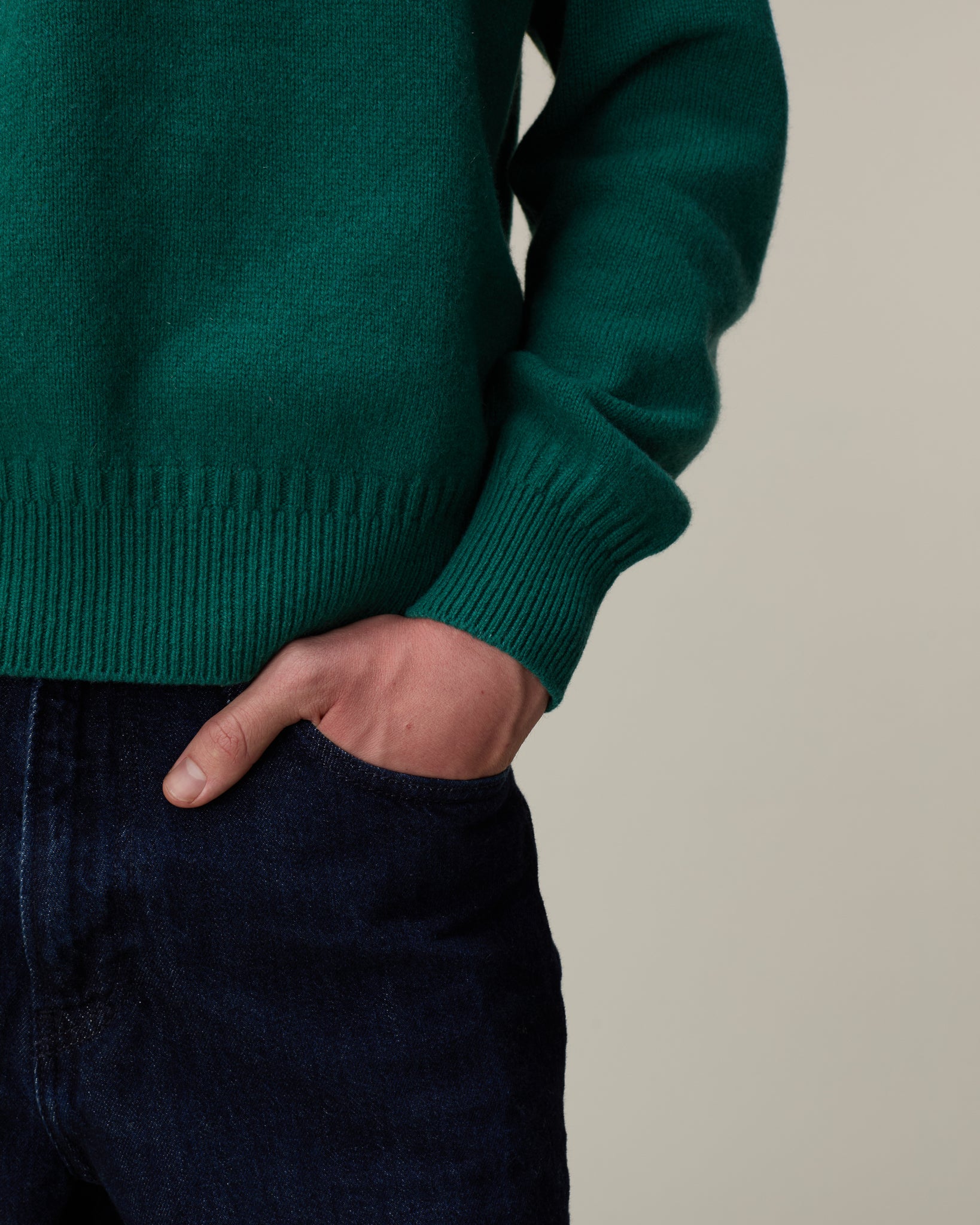 Polo en cachemire Vert Bouteille Homme