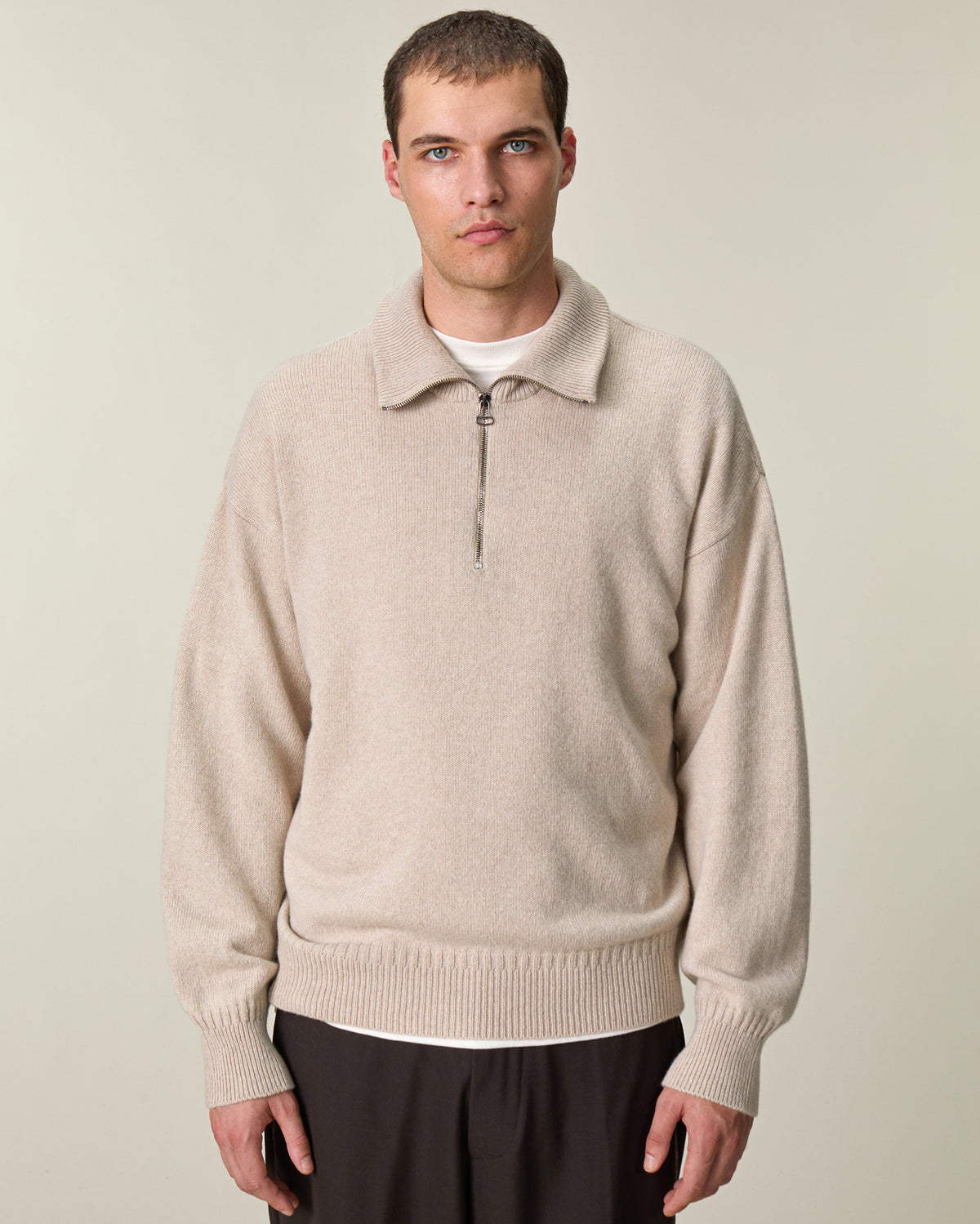 Oversized Zip Sweater Sand Men