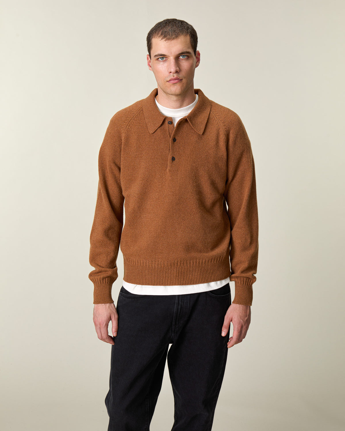 Polo en cachemire Rhum Homme