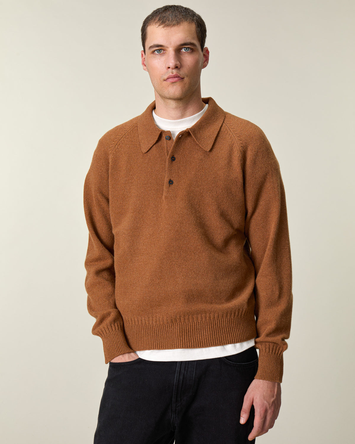 Polo en cachemire Rhum Homme