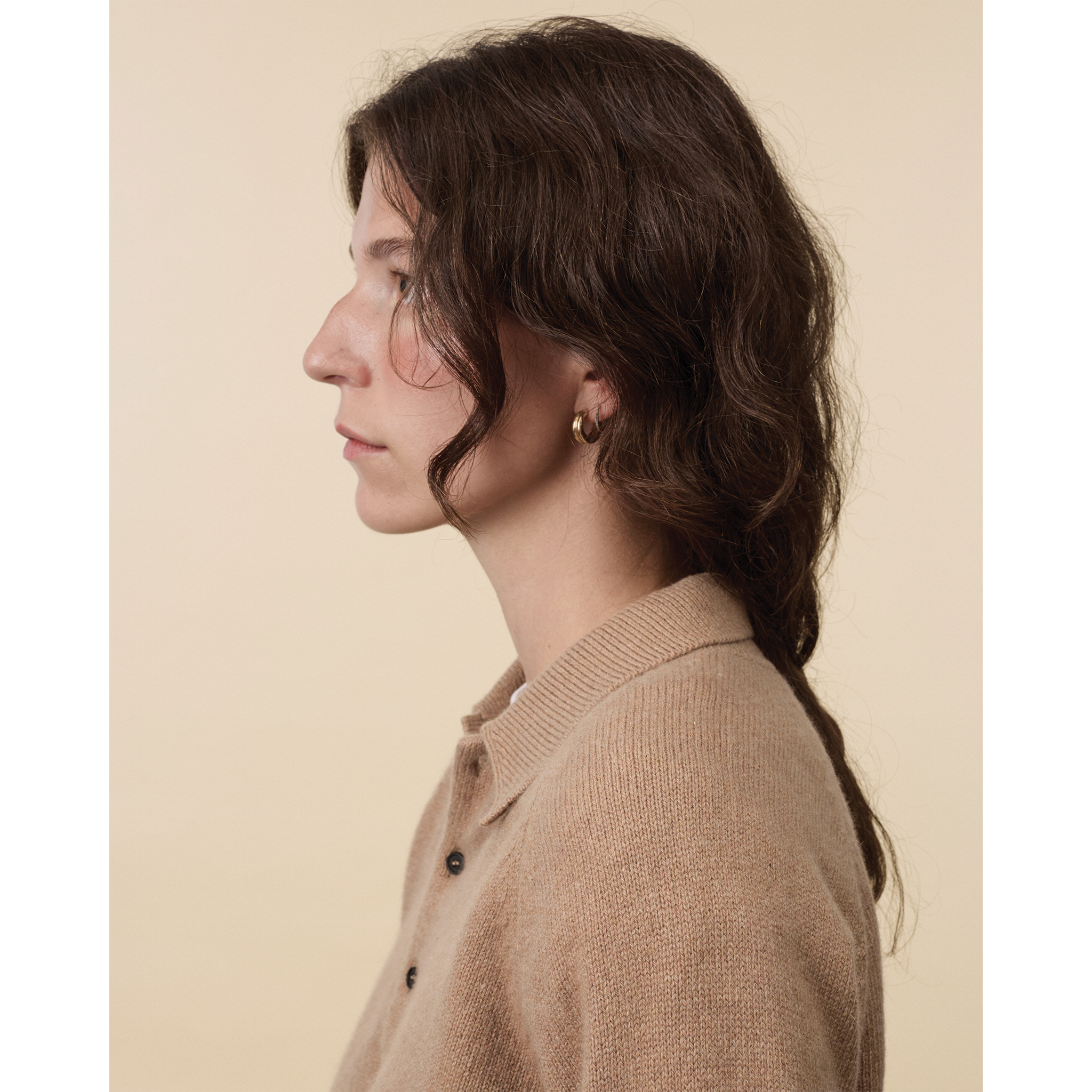 Polo en cachemire Camel Femme