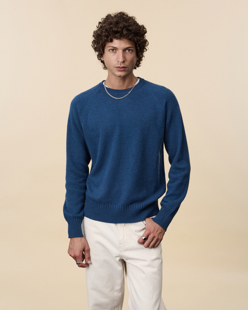tricot Col rond en cachemire Océan homme – Tricot