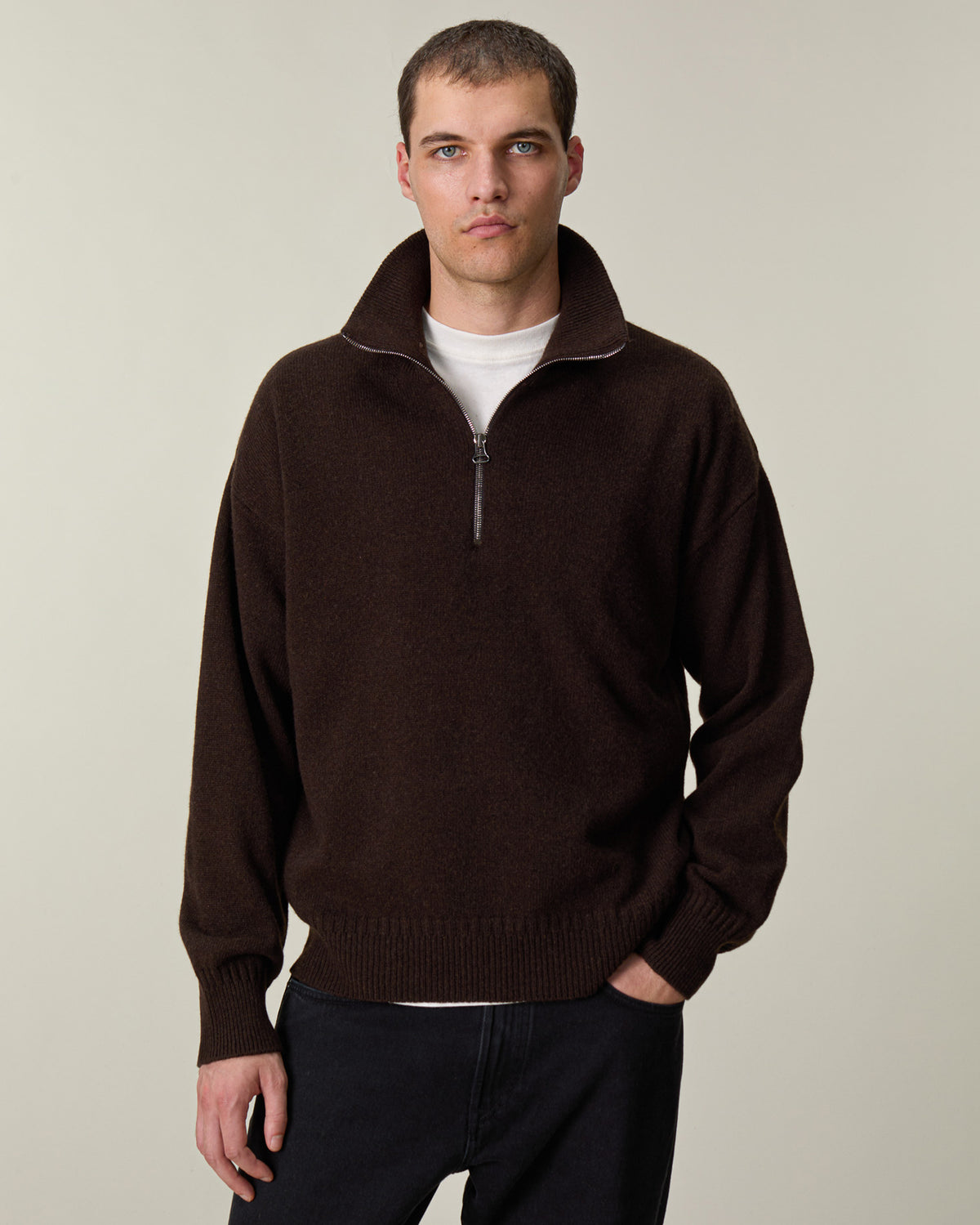 Oversized Zip Sweater Brown Men