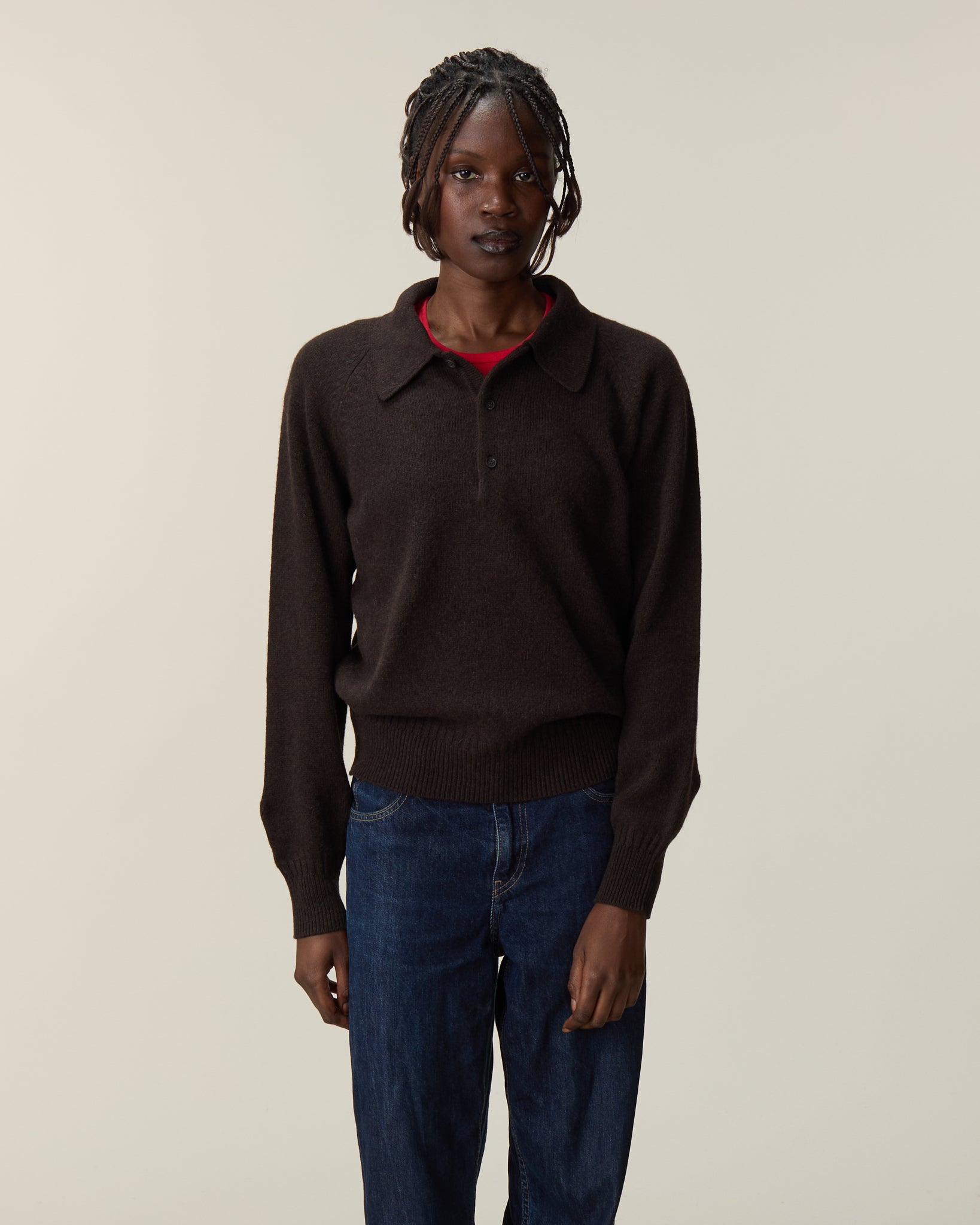 Polo en cachemire Marron Femme