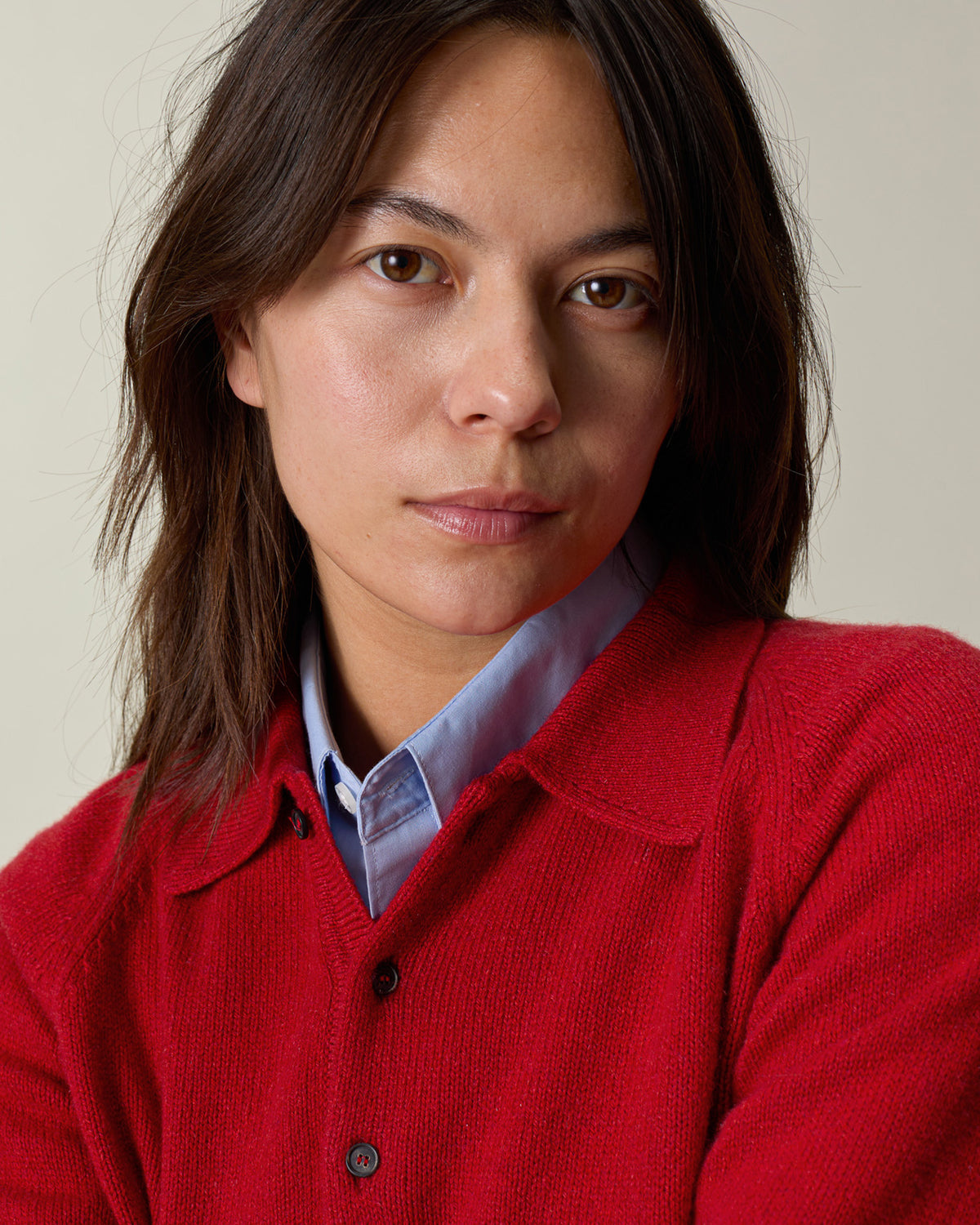Polo en cachemire Rouge Femme