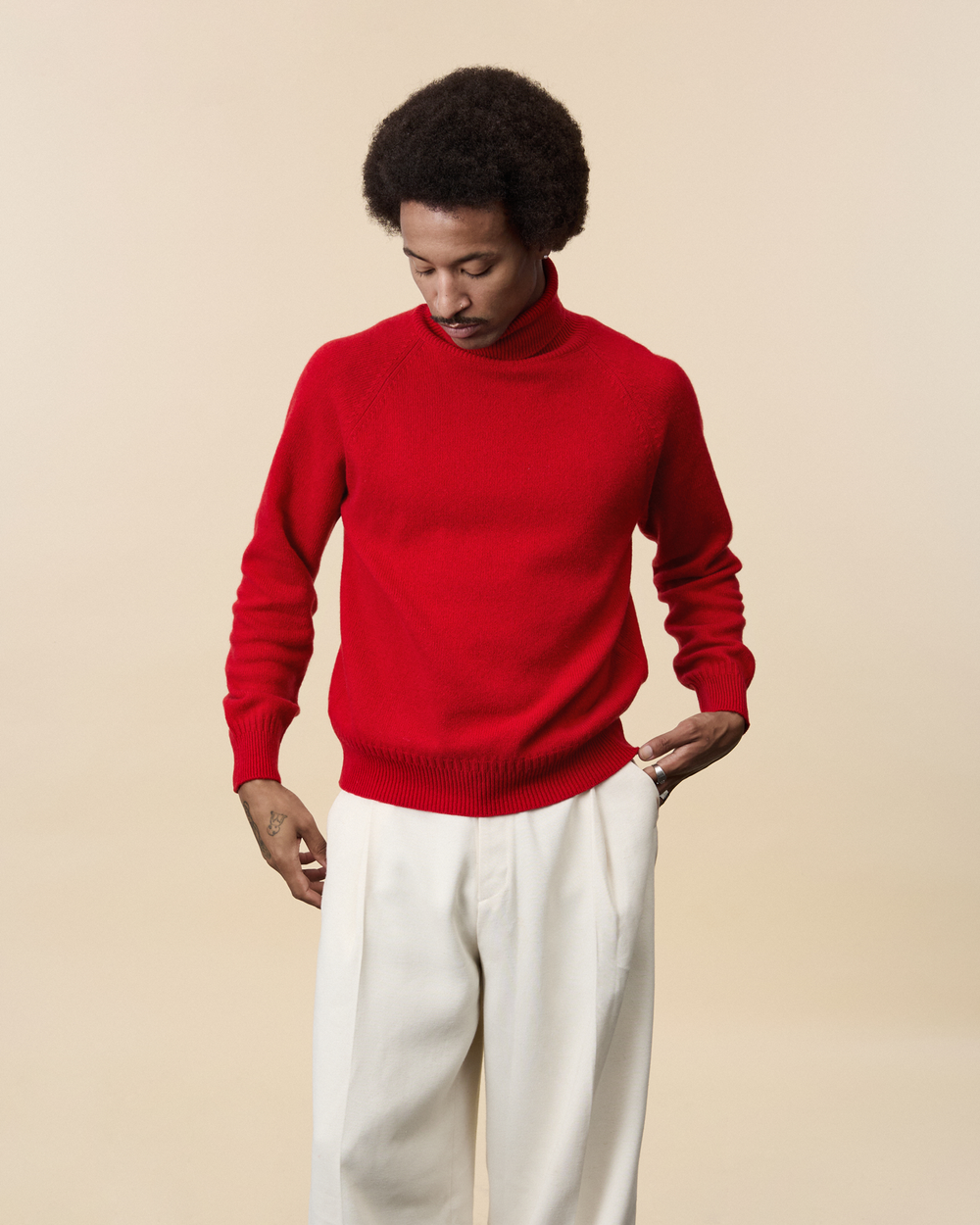 Men's Red cashmere turtleneck