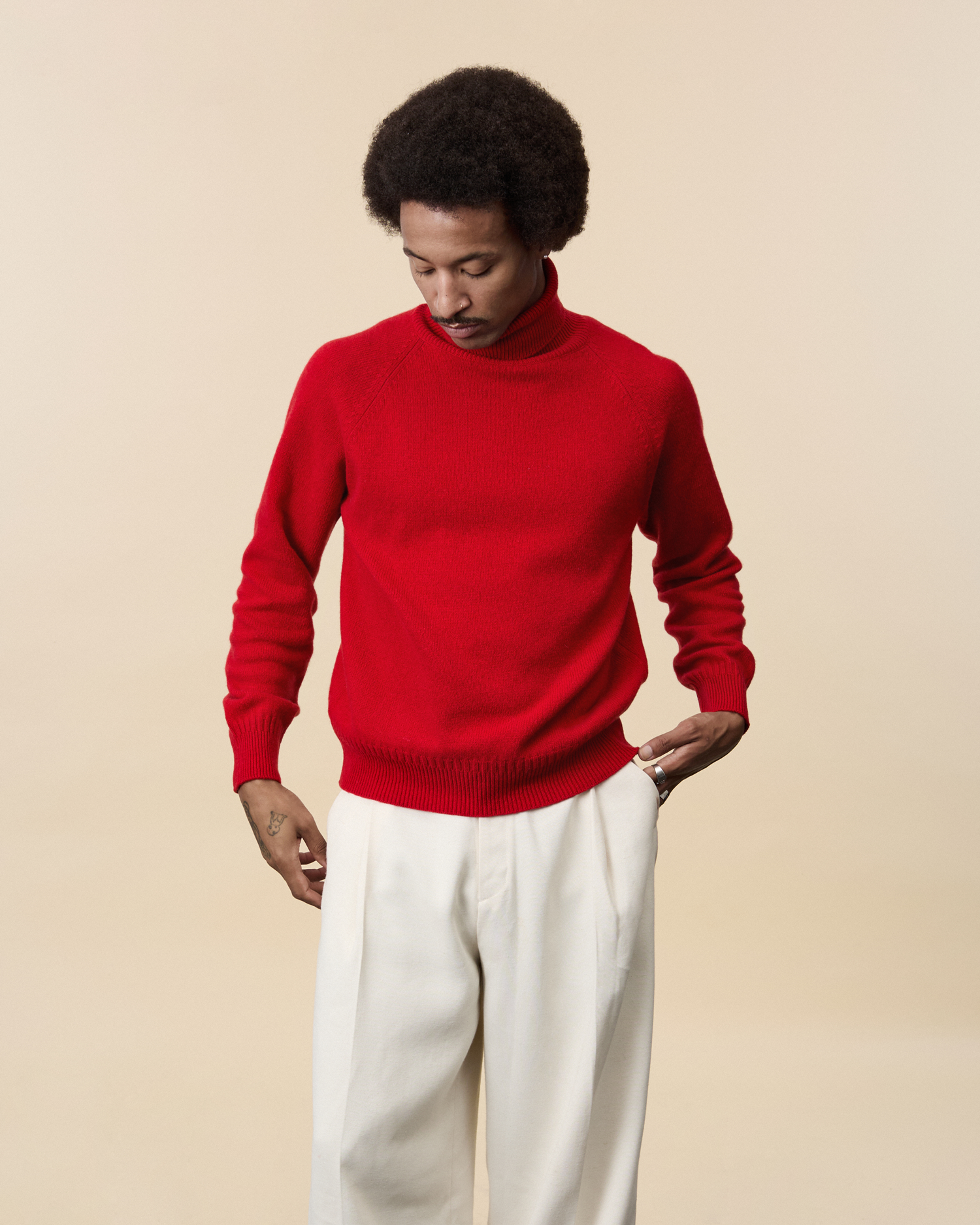 Men's Red cashmere turtleneck