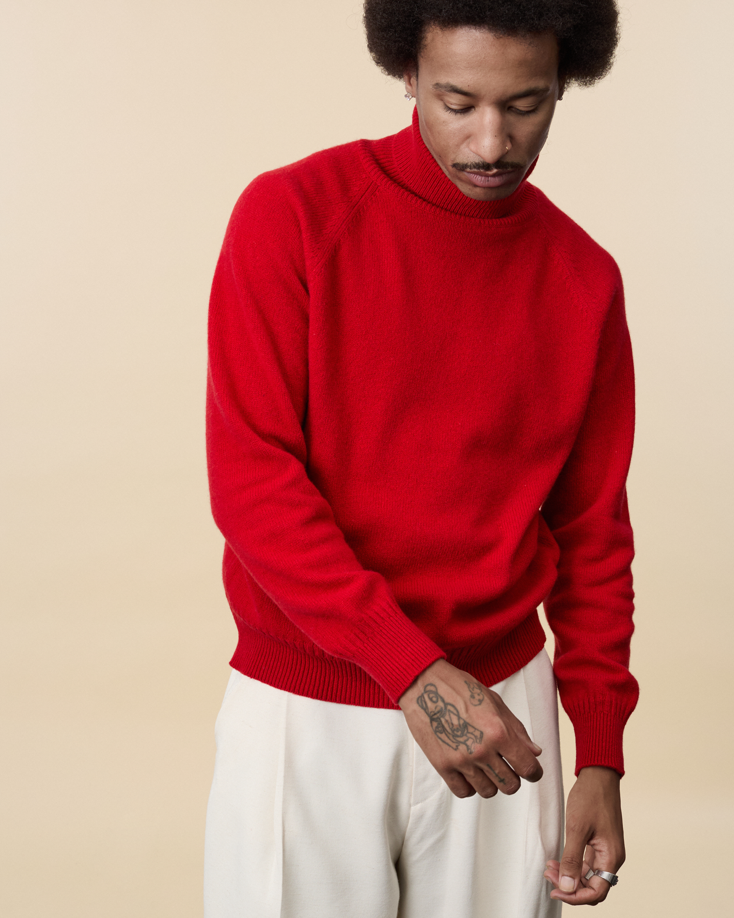 Men's Red cashmere turtleneck