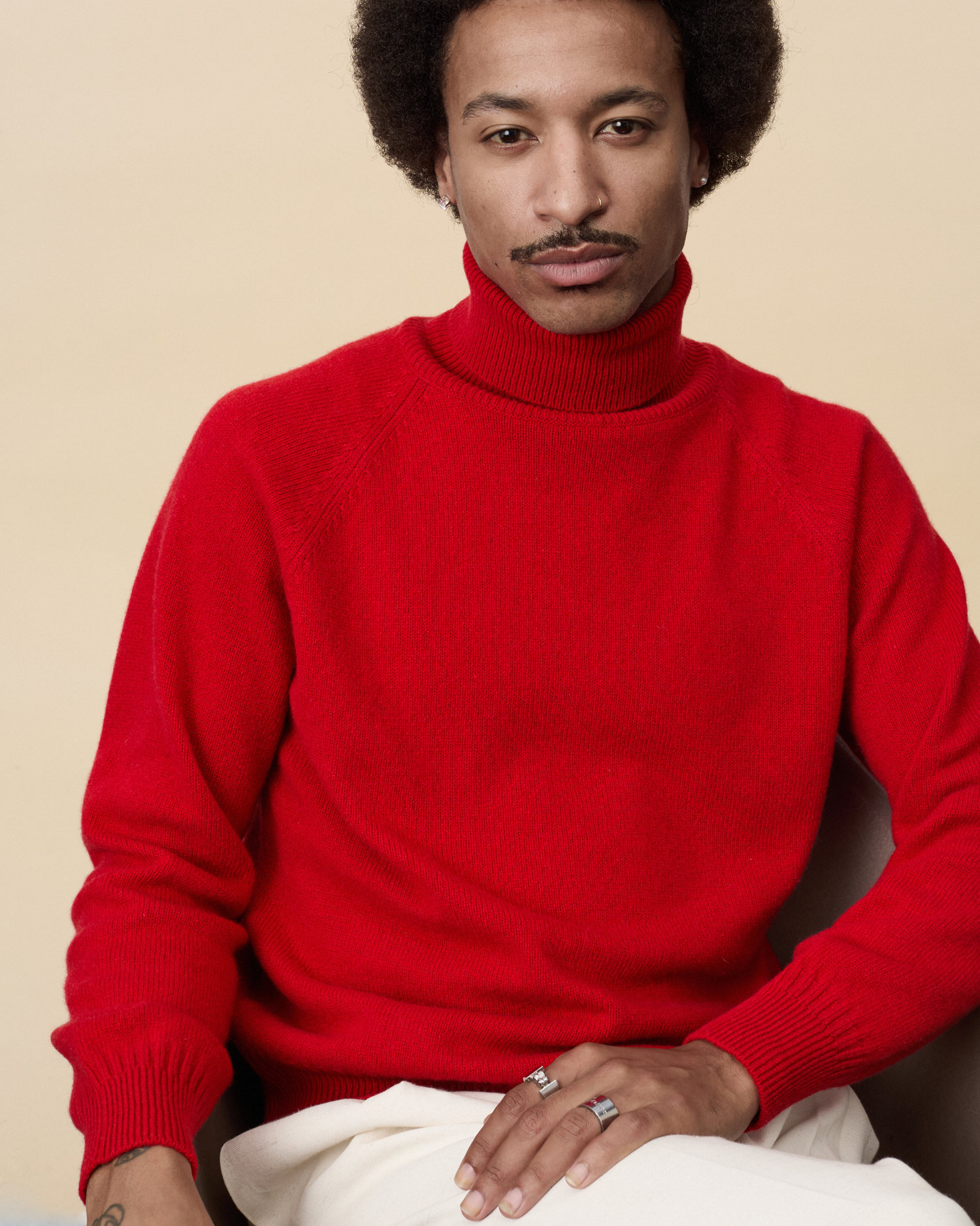 Men's Red cashmere turtleneck