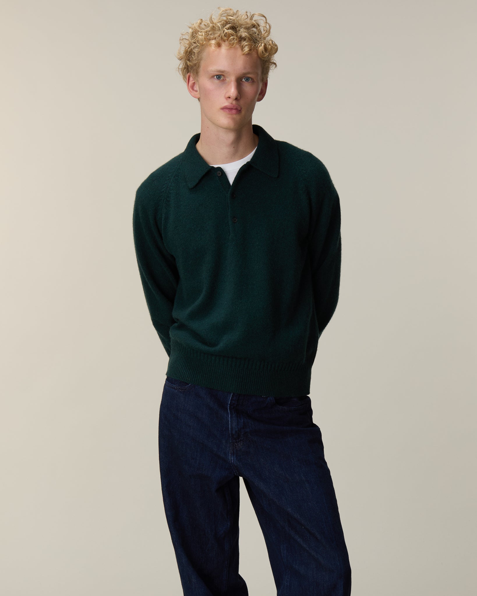 Polo en cachemire Vert Homme