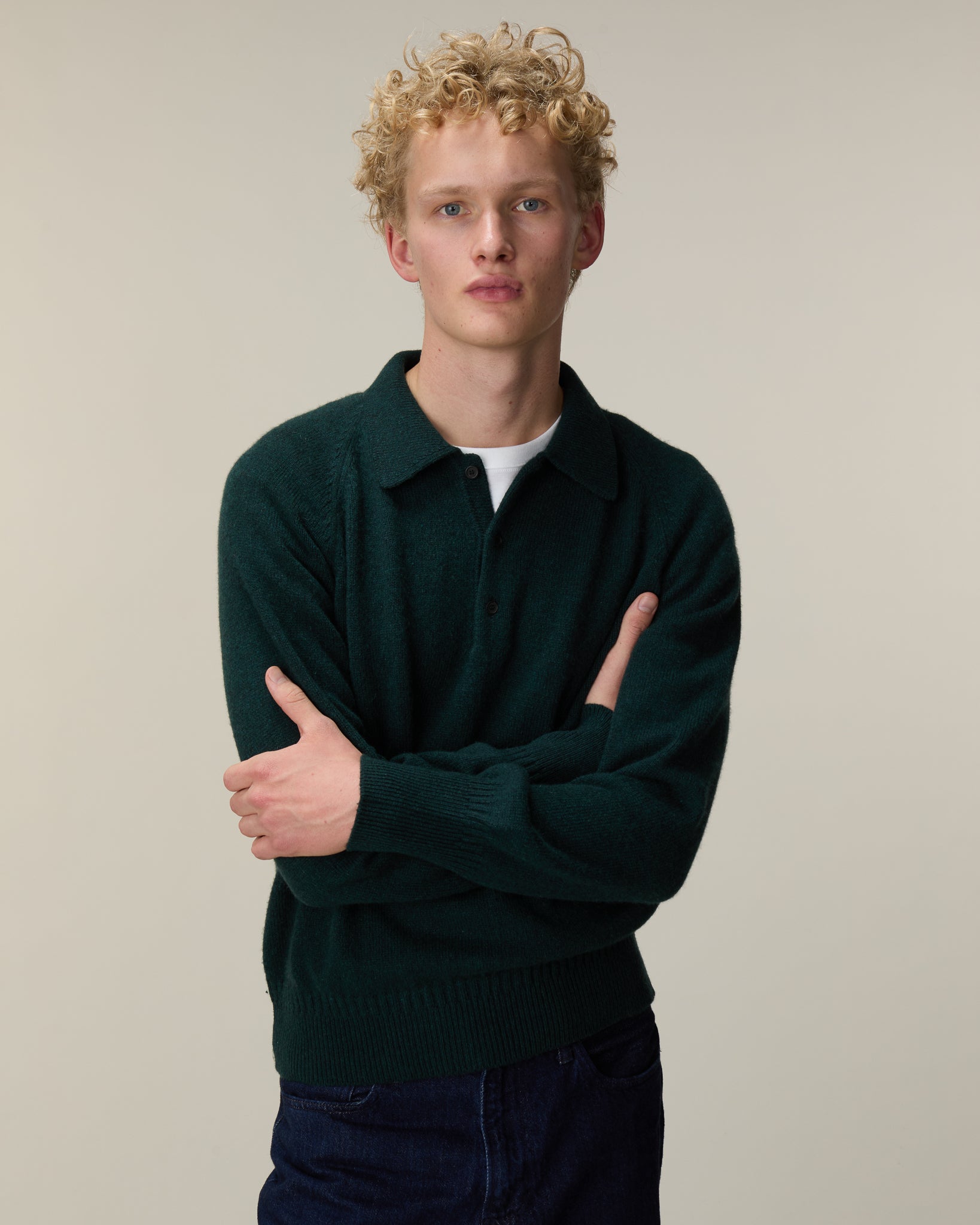 Polo en cachemire Vert Homme