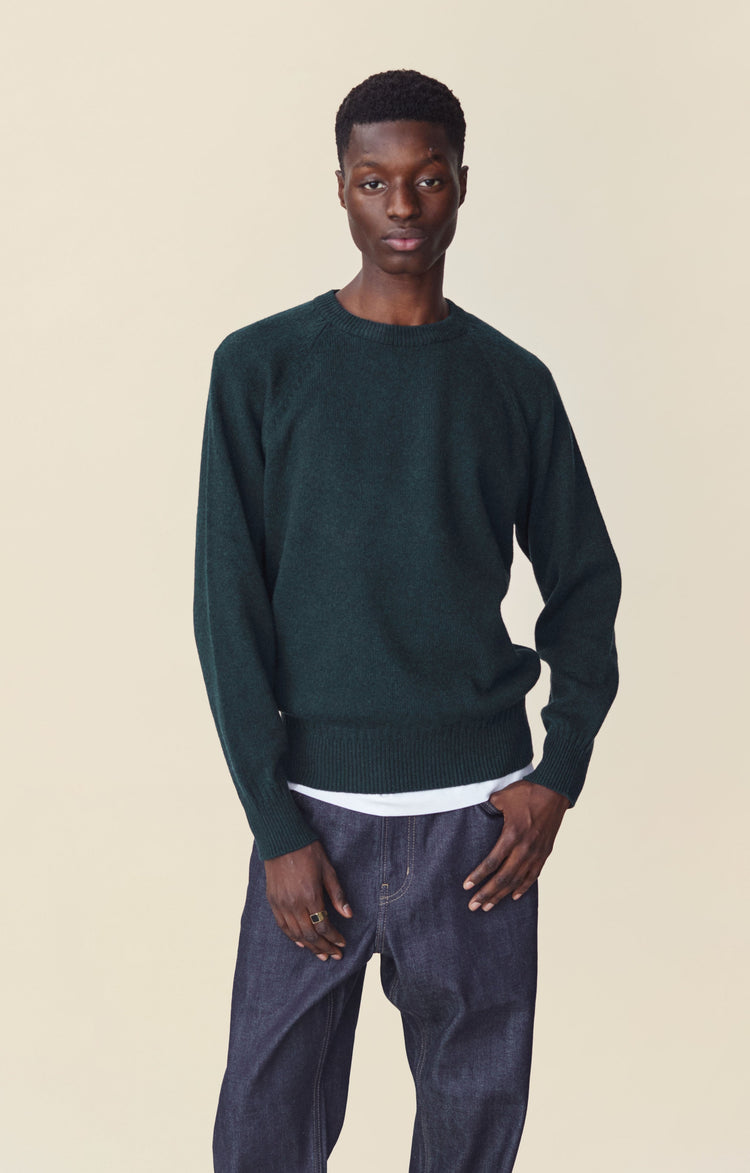 Men's cashmere crewneck sweater in Green