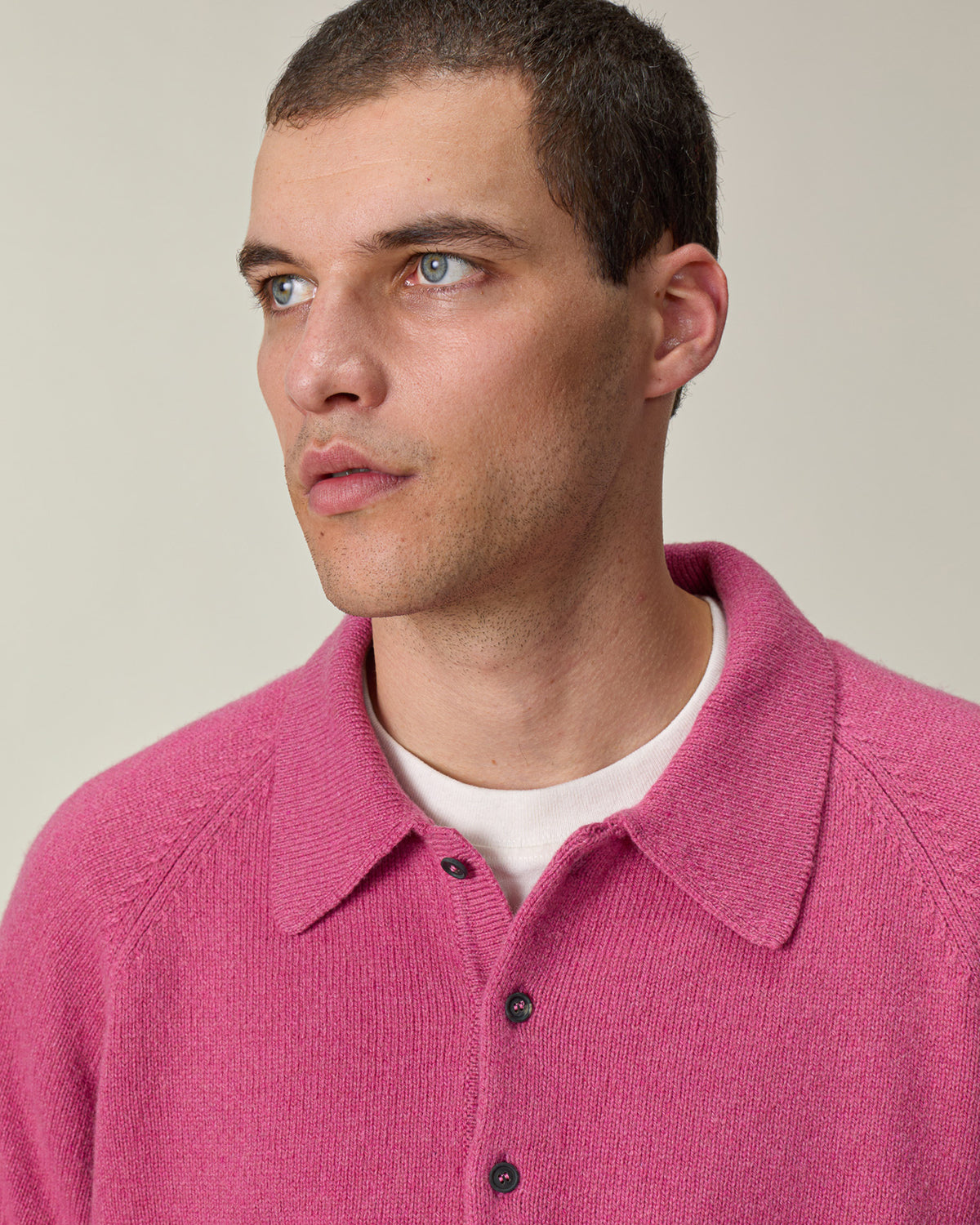 Men's Indian Pink cashmere polo