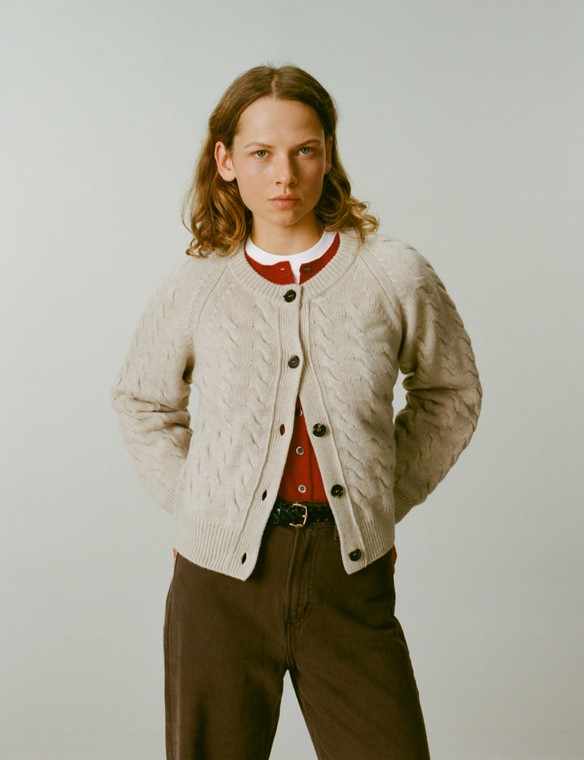 Women's Sable Cable Knit Cardigan