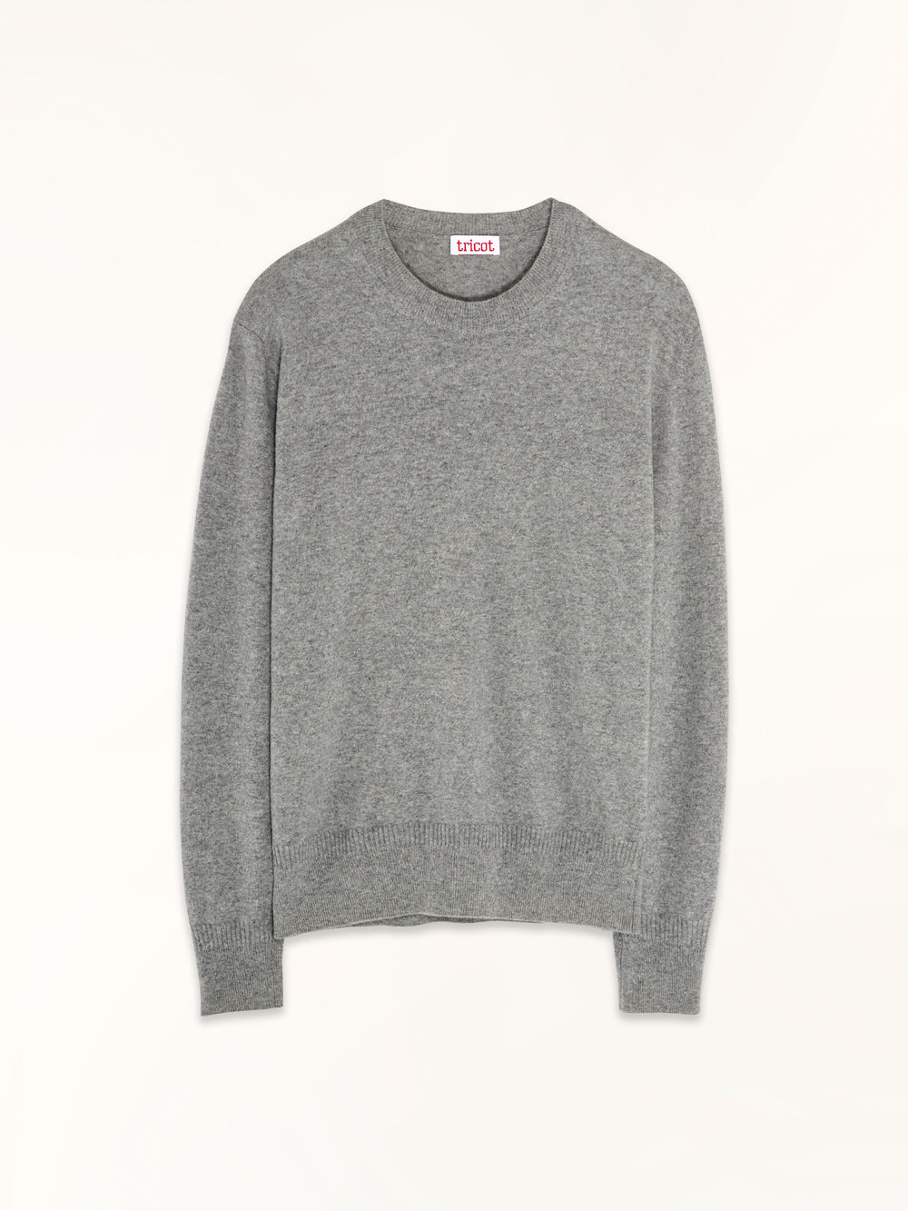 Light gray round-neck cashmere sweater for men