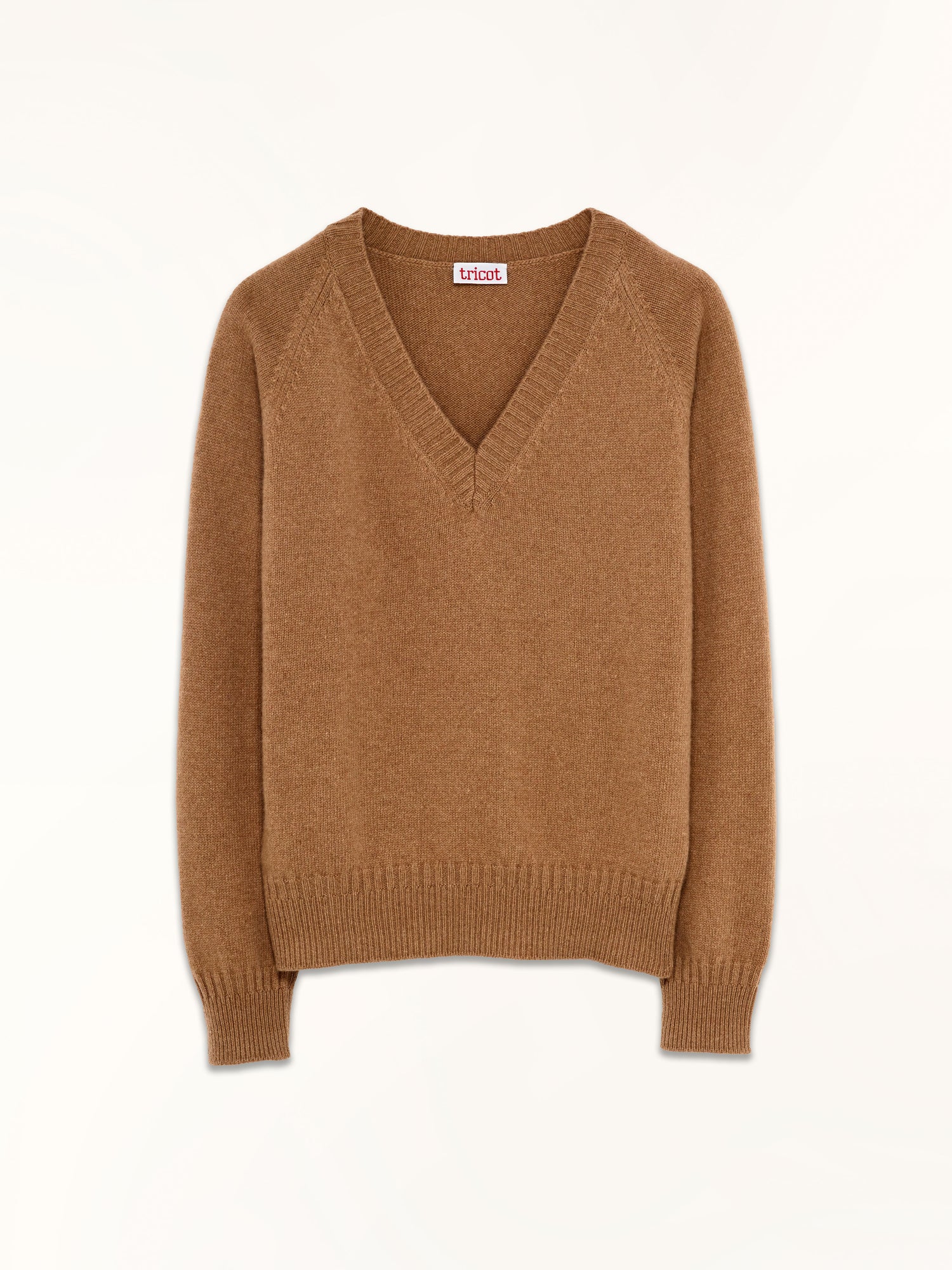 Men's Camel cashmere V-neck