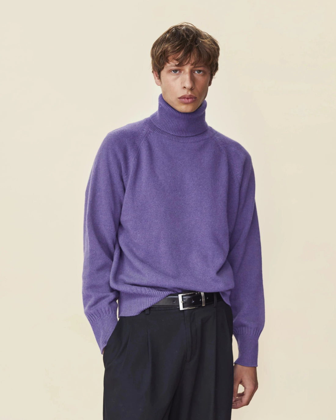 Col roulé en cachemire Violet Homme