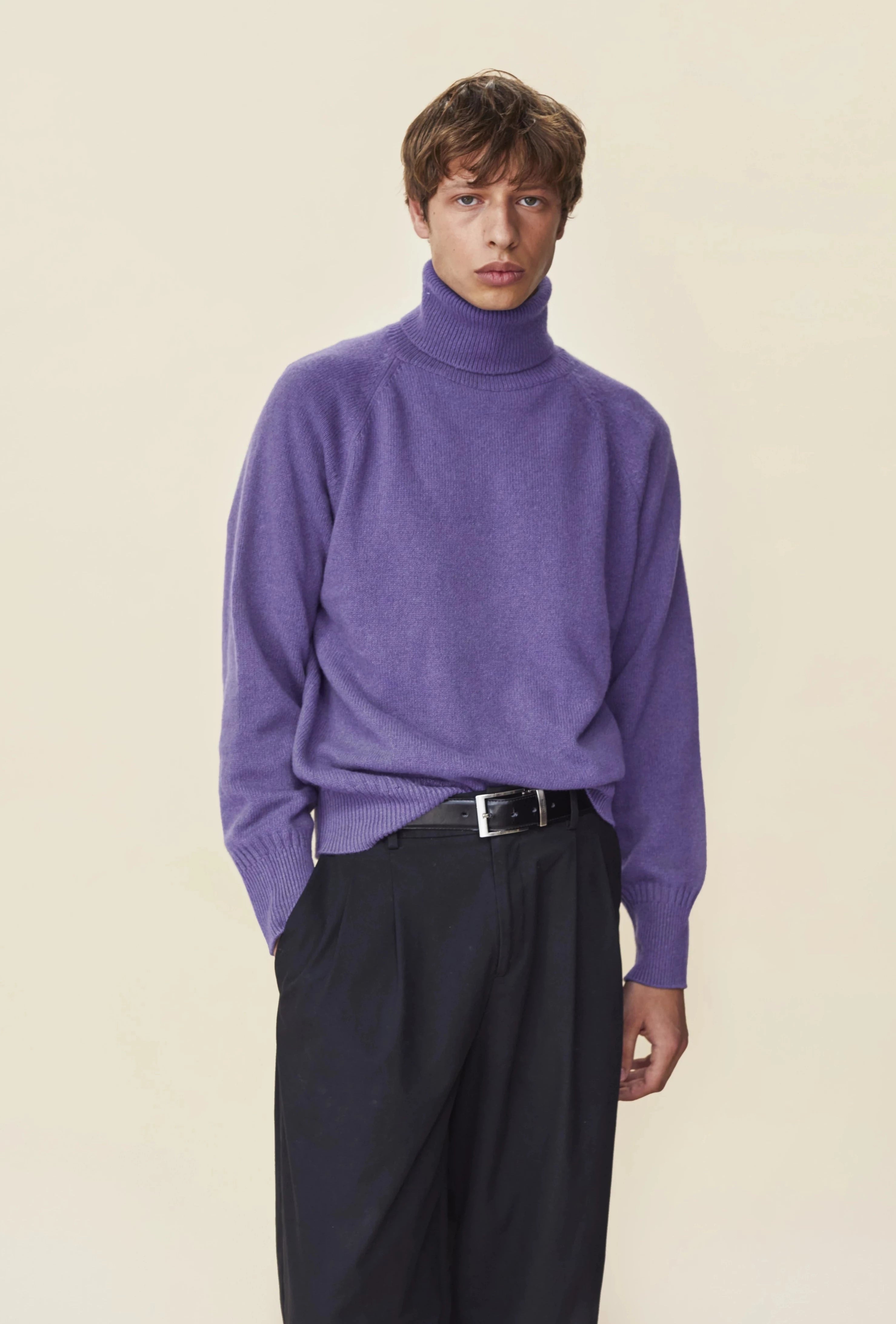 Col roulé en cachemire Violet Homme