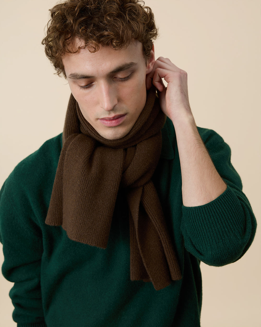 Brown Tricot x Sabah Men's Cashmere Scarf