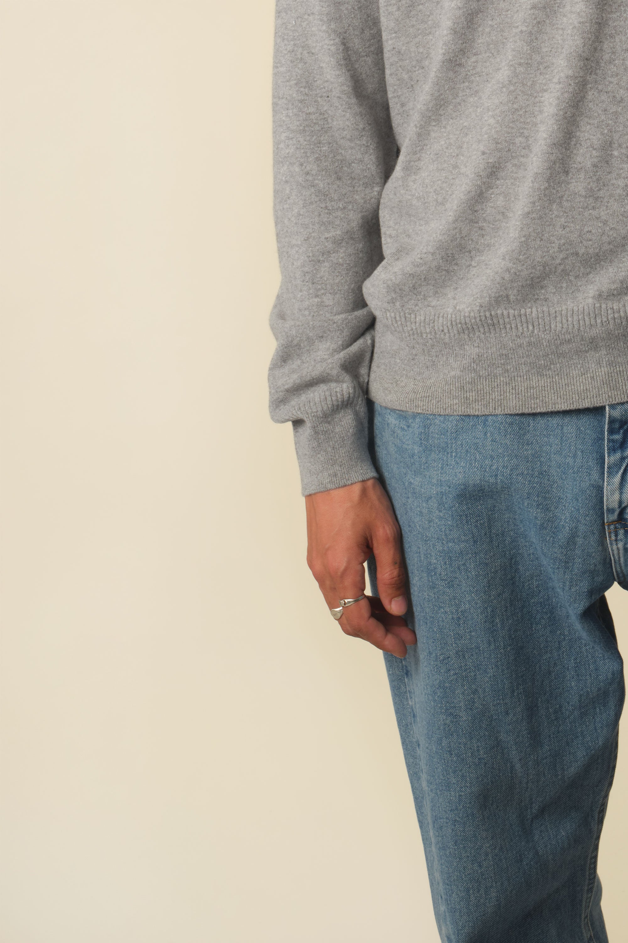 Polo cachemire léger Gris clair homme