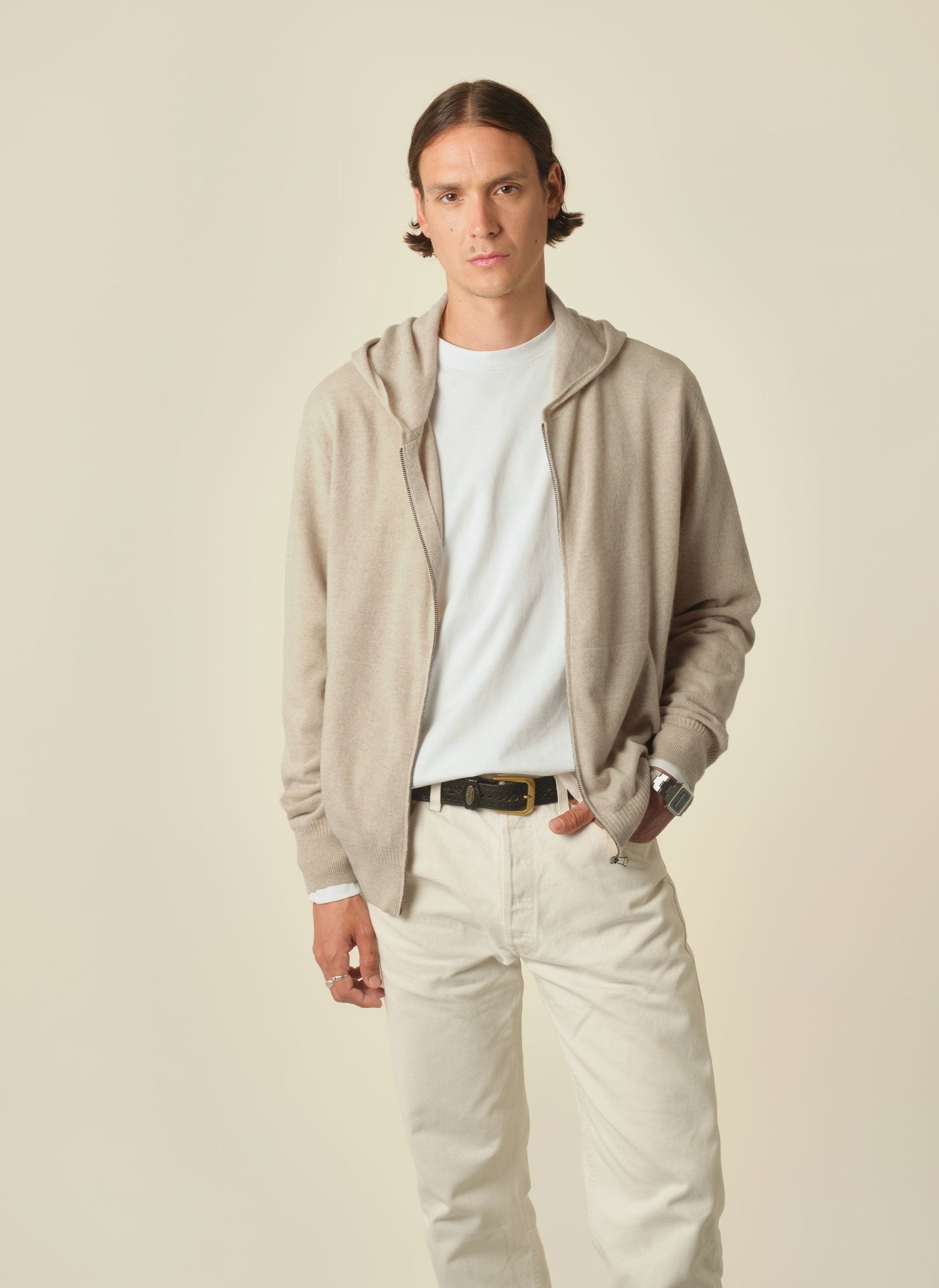 Sand lightweight cashmere hoodie 