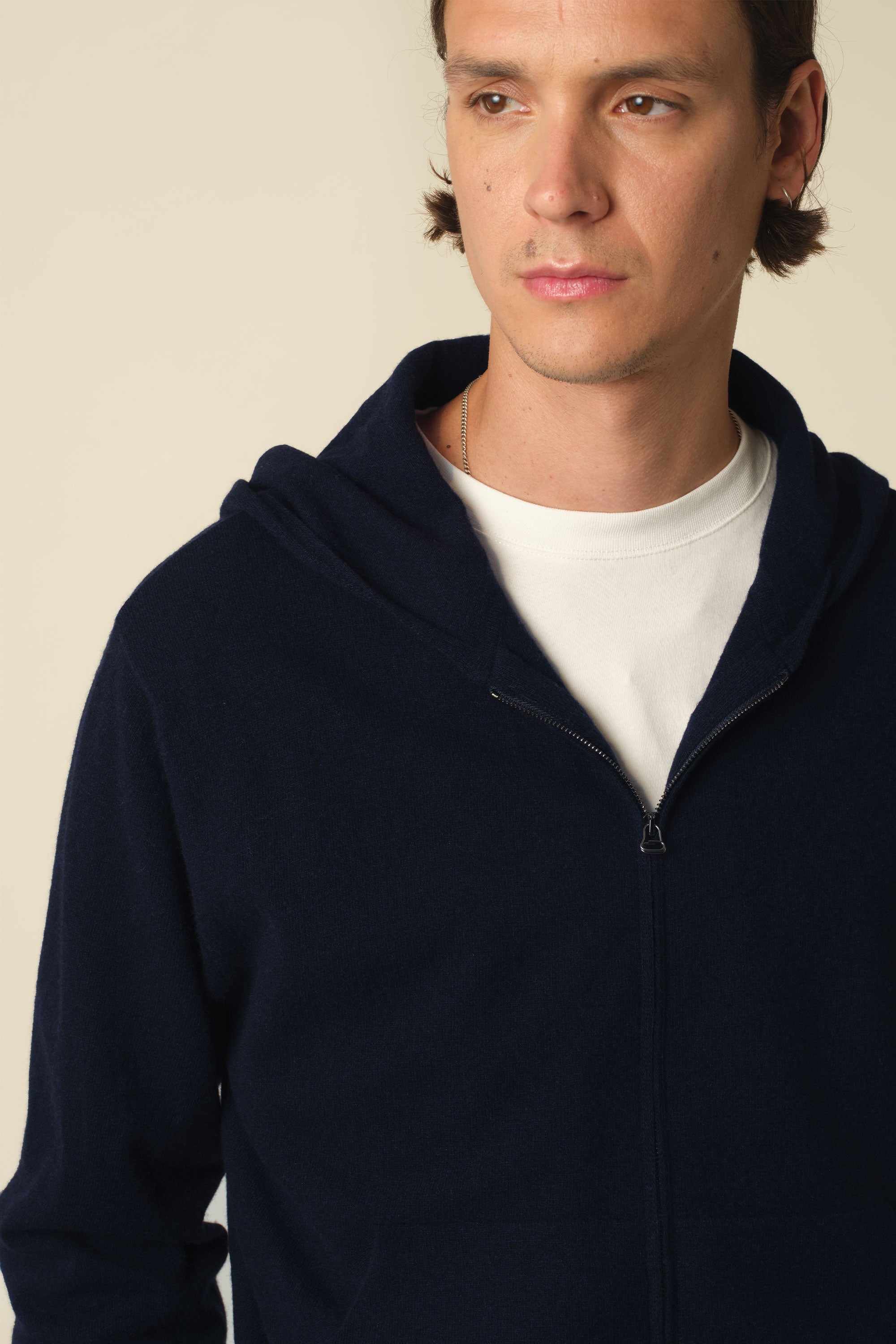 Hoodie cachemire léger Marine foncé homme