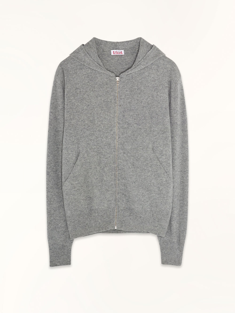 Light gray cashmere hoodie for women