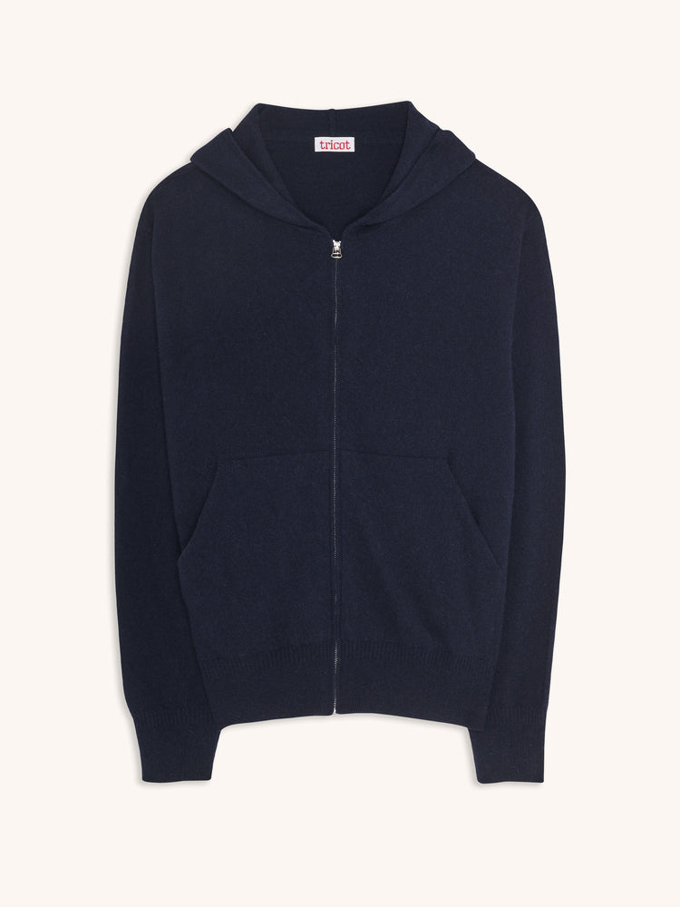 Dark navy lightweight cashmere hoodie 