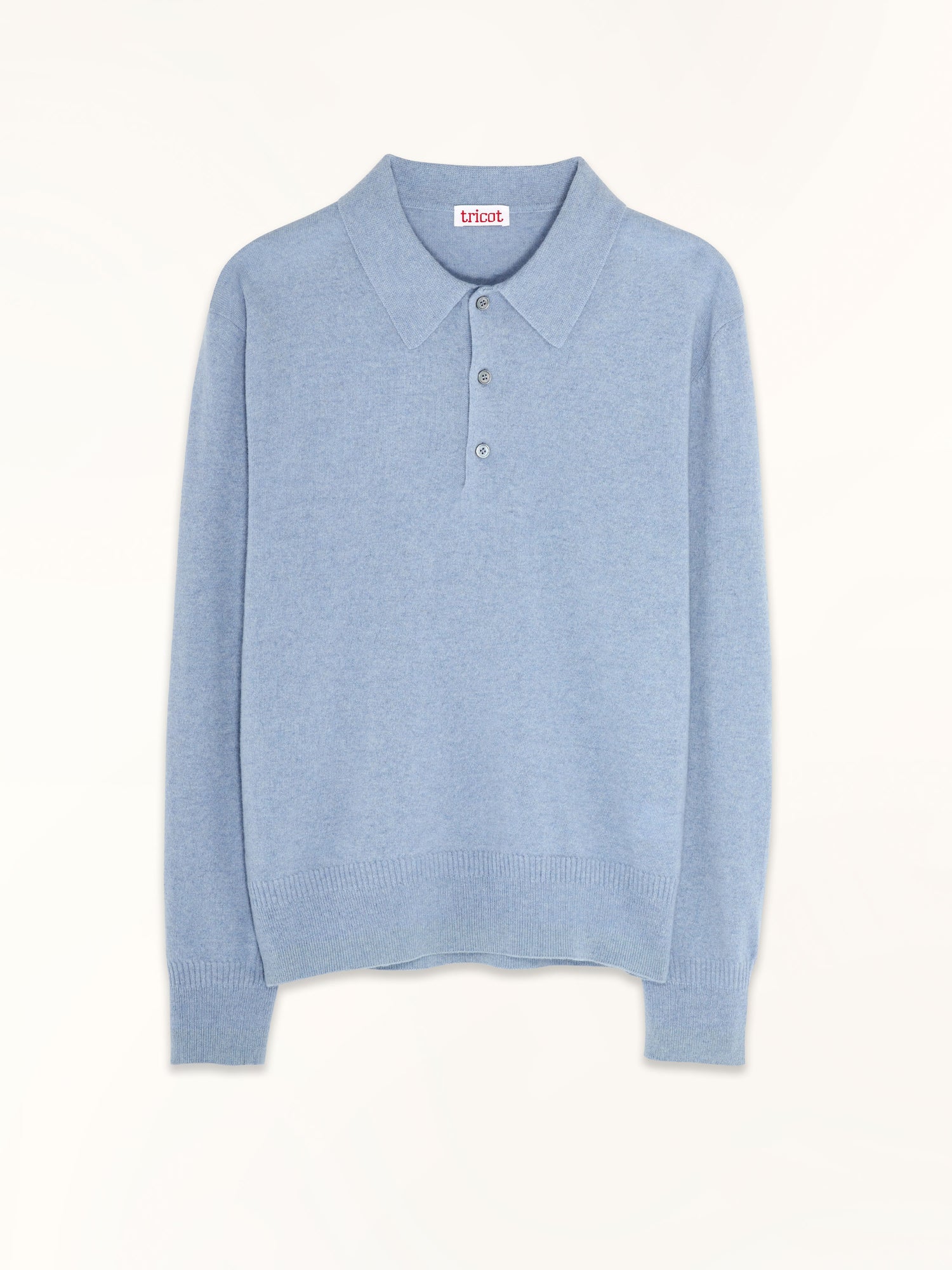 Men's light cashmere polo shirt Sky blue