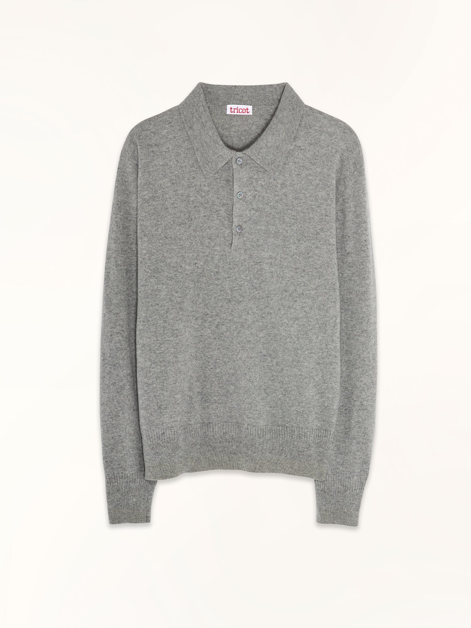 Light gray cashmere polo shirt for women