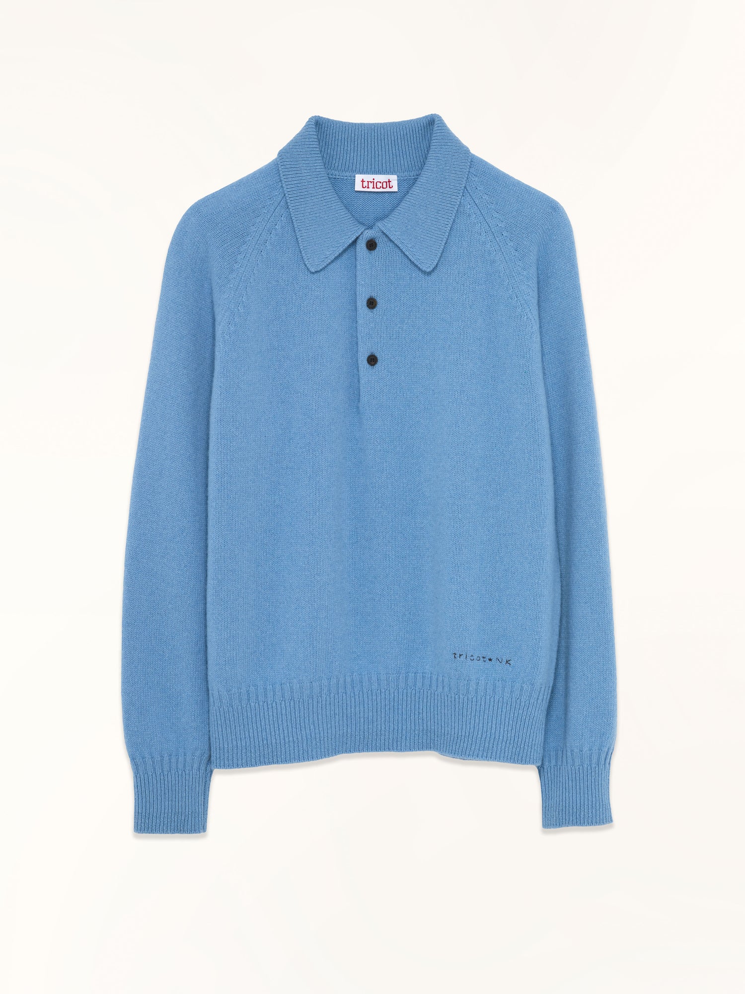 Men's cashmere polo in Nina's blue