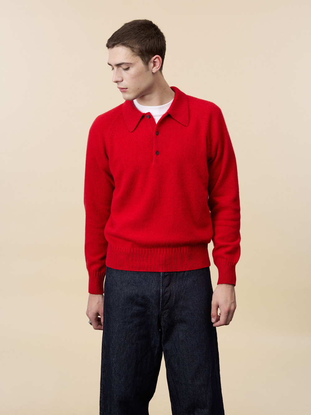 Polo en cachemire Rouge Homme