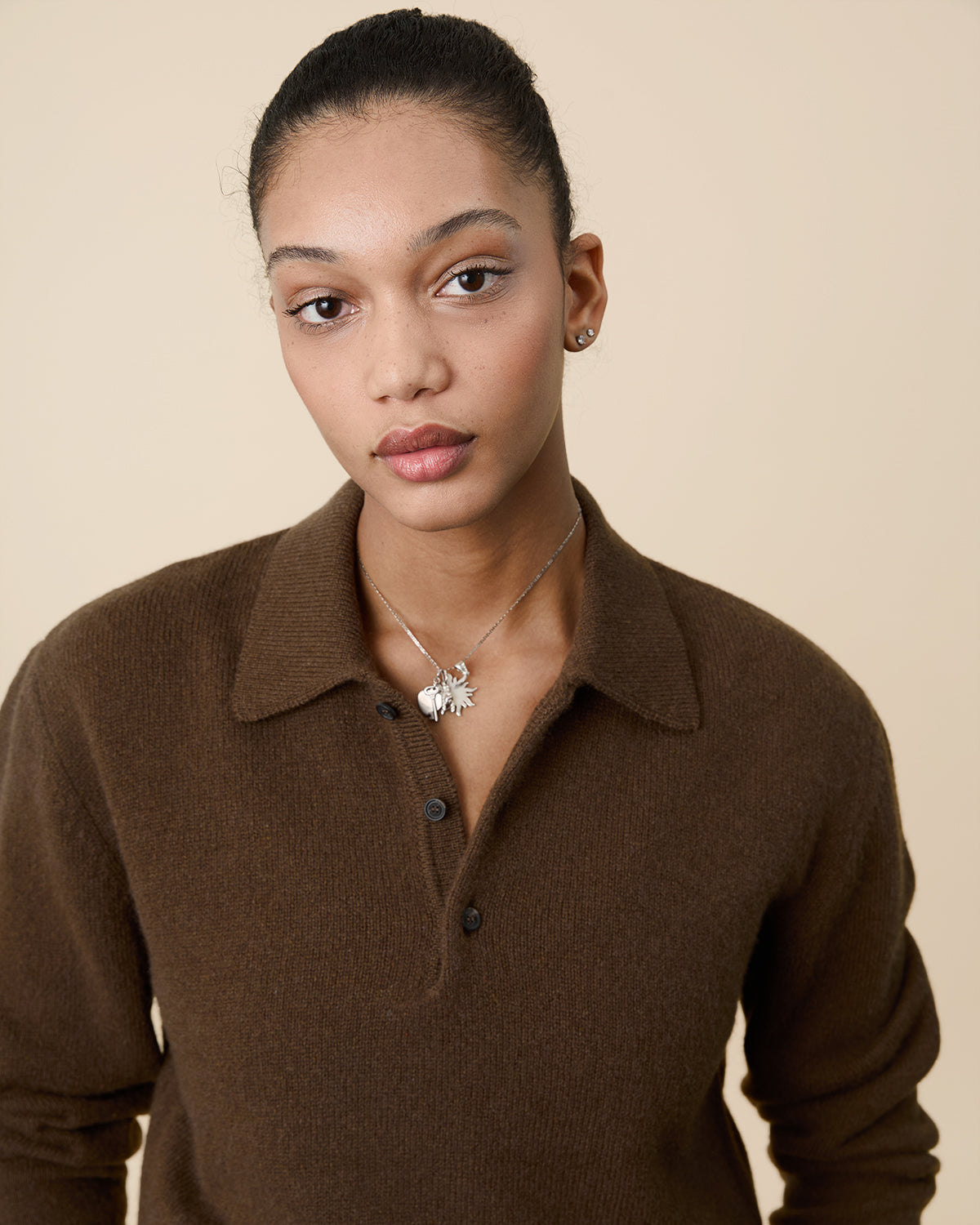 Polo en cachemire Marron Tricot x Sabah Femme