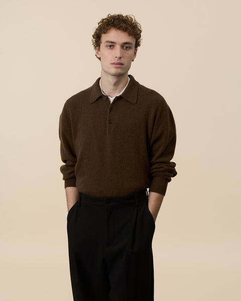 【CO】 BROWN-BEIGE CASHMERE rib-knit polo POLOMARRONHOMME1_grande.jpg?v=
