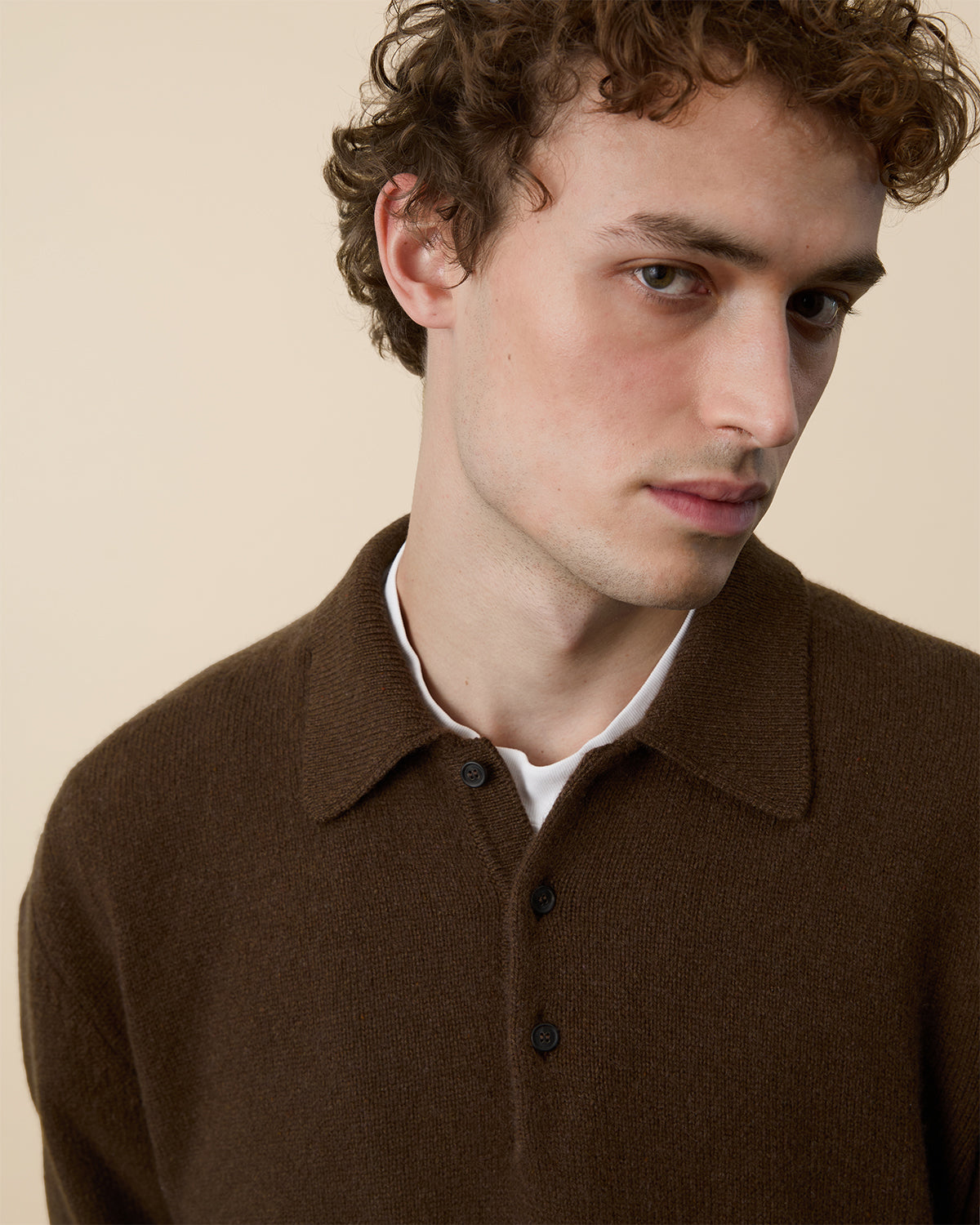 Polo en cachemire Marron Tricot x Sabah Homme