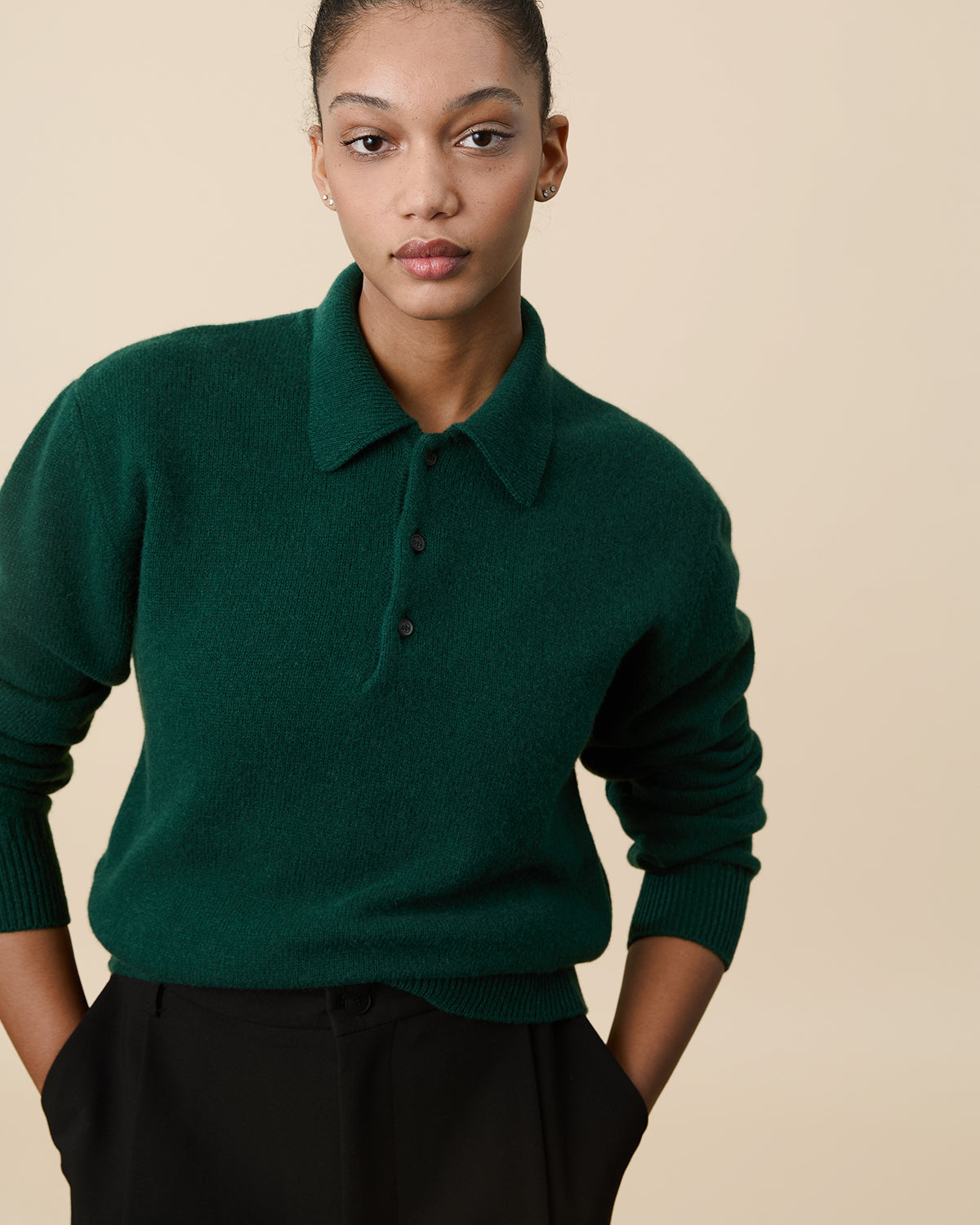 Polo en cachemire Vert Tricot x Sabah Femme