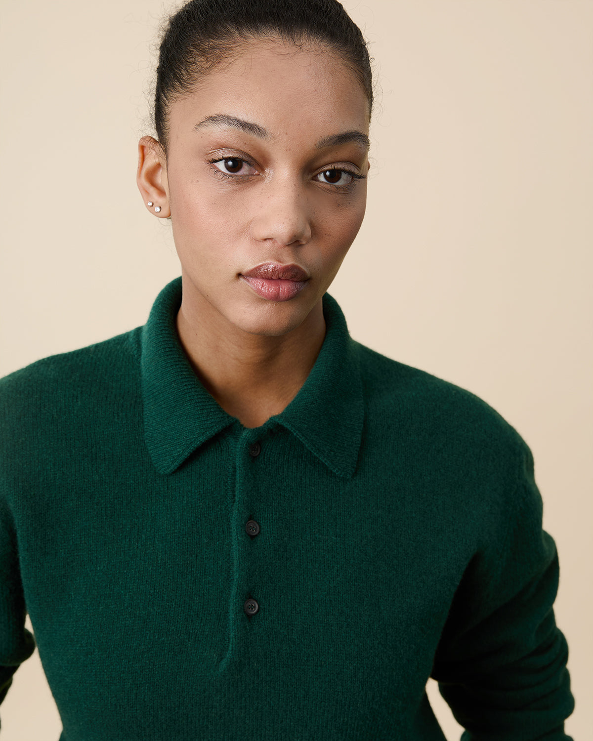Polo en cachemire Vert Tricot x Sabah Femme