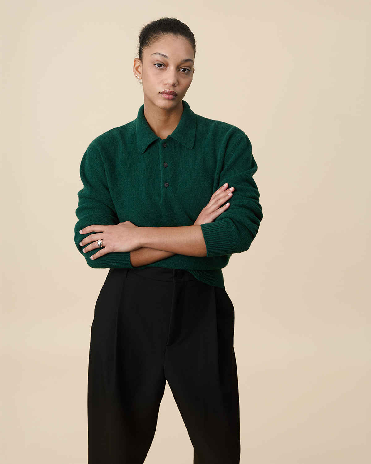 Polo en cachemire Vert Tricot x Sabah Femme