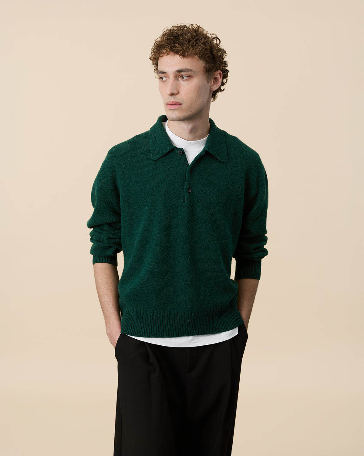 Green Tricot x Sabah Men's Cashmere Polo Shirt